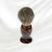 080J KOH-I-NOOR Jaspe badger bristles shaving brush with brown tortoiseshell acetate handle; KOH-I-NOOR's gold logo stamped on the handle