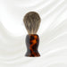 080J KOH-I-NOOR Jaspe badger bristles shaving brush with brown tortoiseshell acetate handle; KOH-I-NOOR's gold logo stamped on the handle