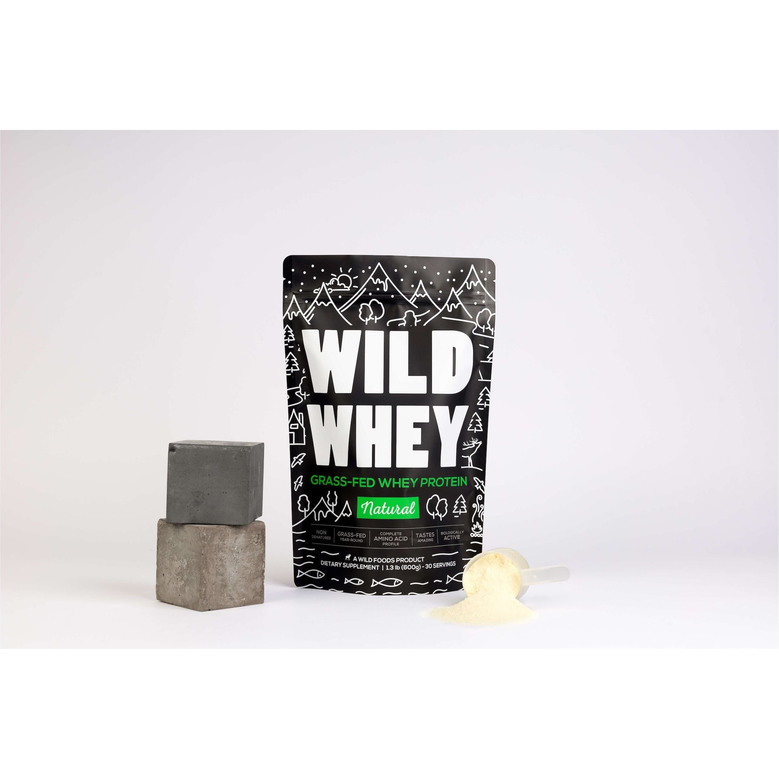 Cold Process Grass-Fed Whey Protein, Nondenatured, Pasture-Raised Cows by Wild Foods