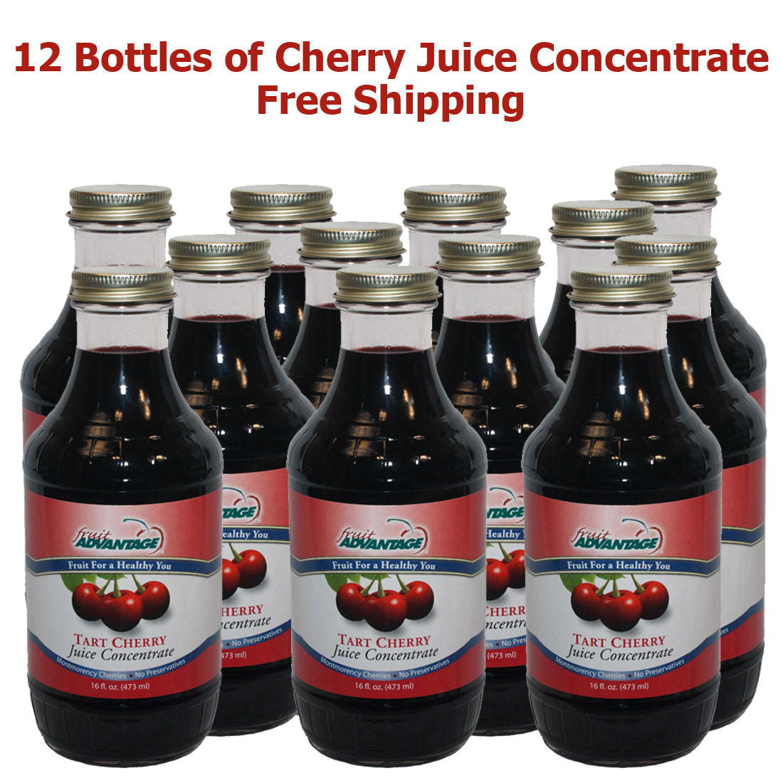 12 Bottles - Michigan-grown, Tart Cherry Juice Concentrate by Traverse Bay Farms