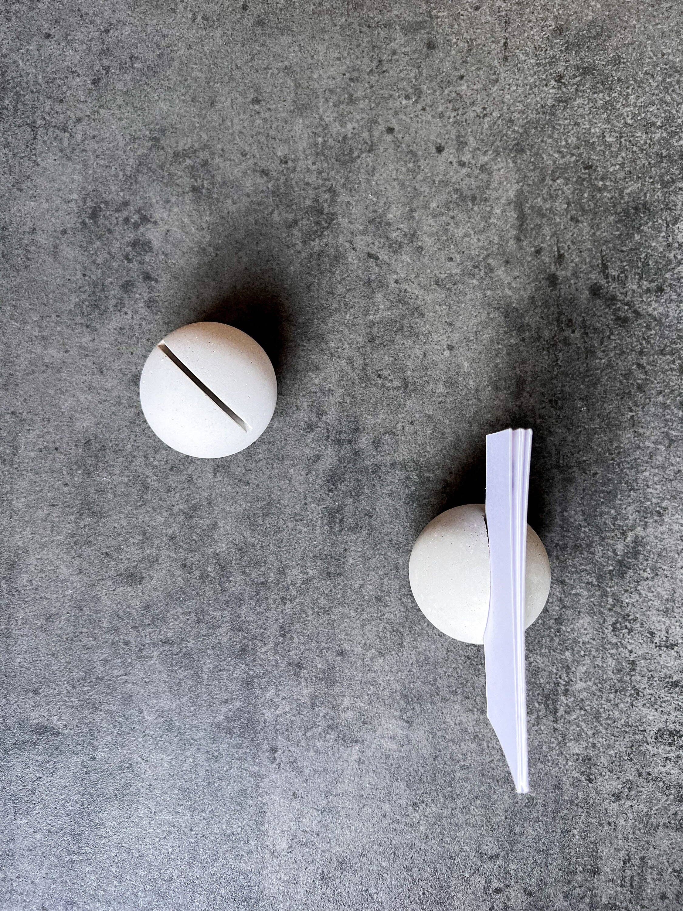 Minimal Loot Design - Sphere Concrete Business Card Holder, Round Cement Card Stand, Desk Organizer, Industrial Office Decor, Desk Accessories, Office Gifts, Ball: Cement Gray