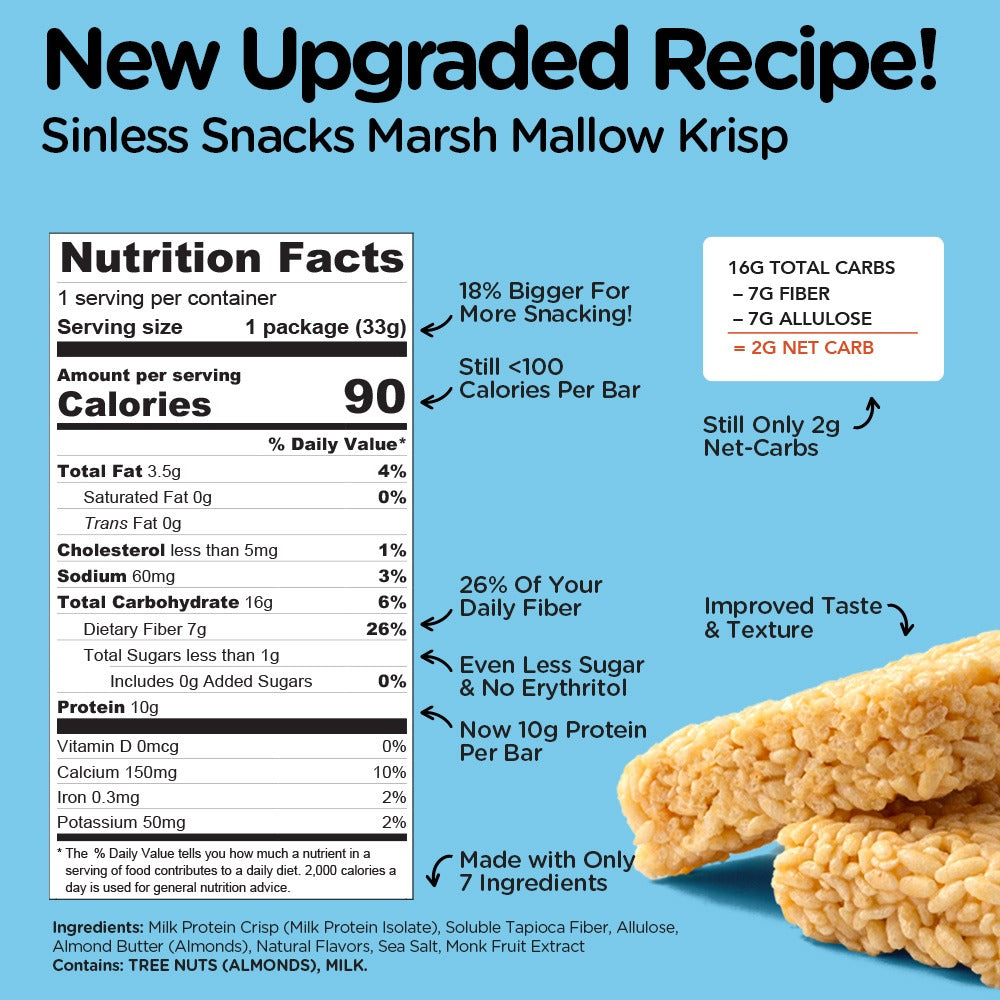 Marsh Mallow Krisp Bar (UPGRADED RECIPE)! by Sinless Snacks