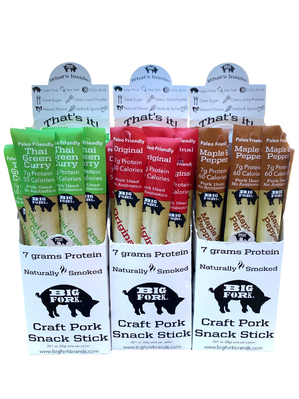 Craft Pork Snack Stick Collection (60 Sticks Total) by Big Fork Brands