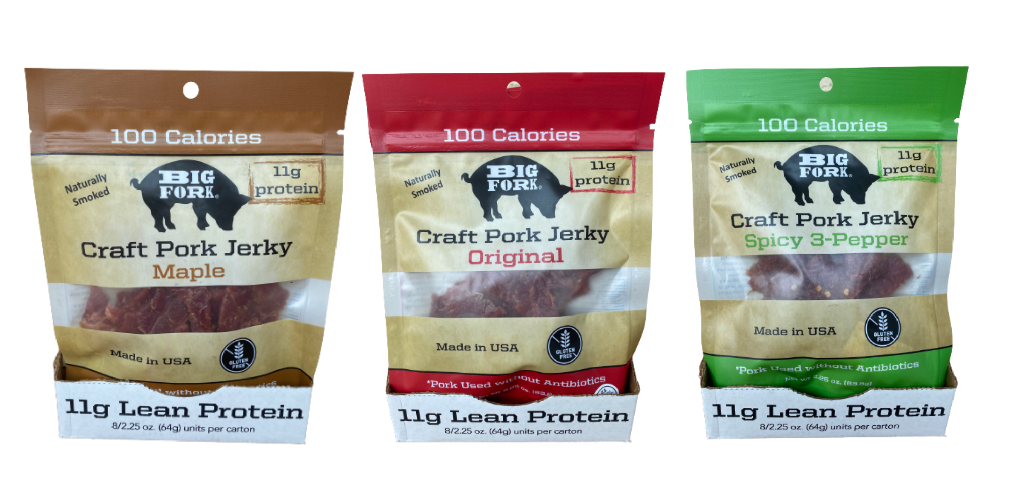 Craft Pork Jerky - 1 Case (8 X 2.25 oz. packs) by Big Fork Brands