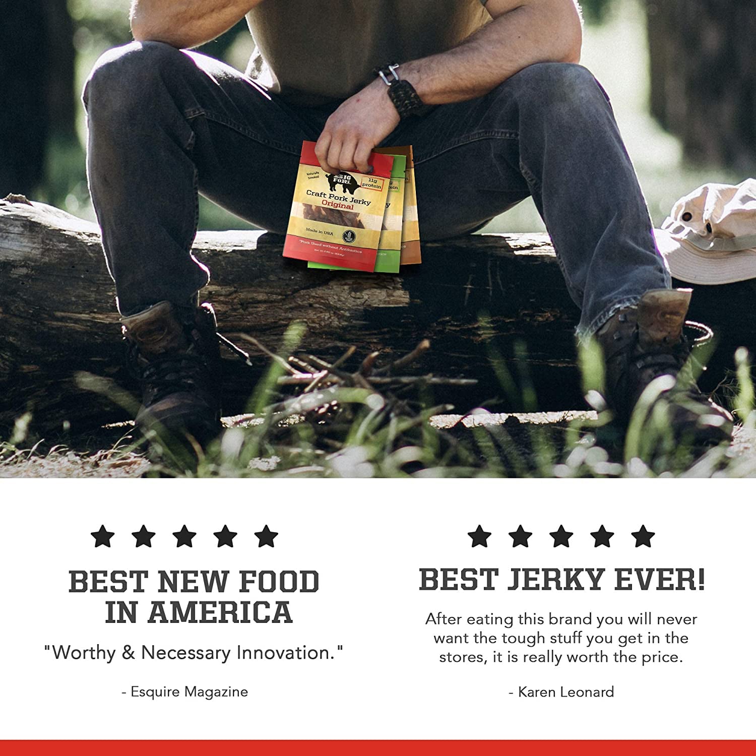 Craft Pork Jerky Collection (24 bags, 8 of each flavor) by Big Fork Brands