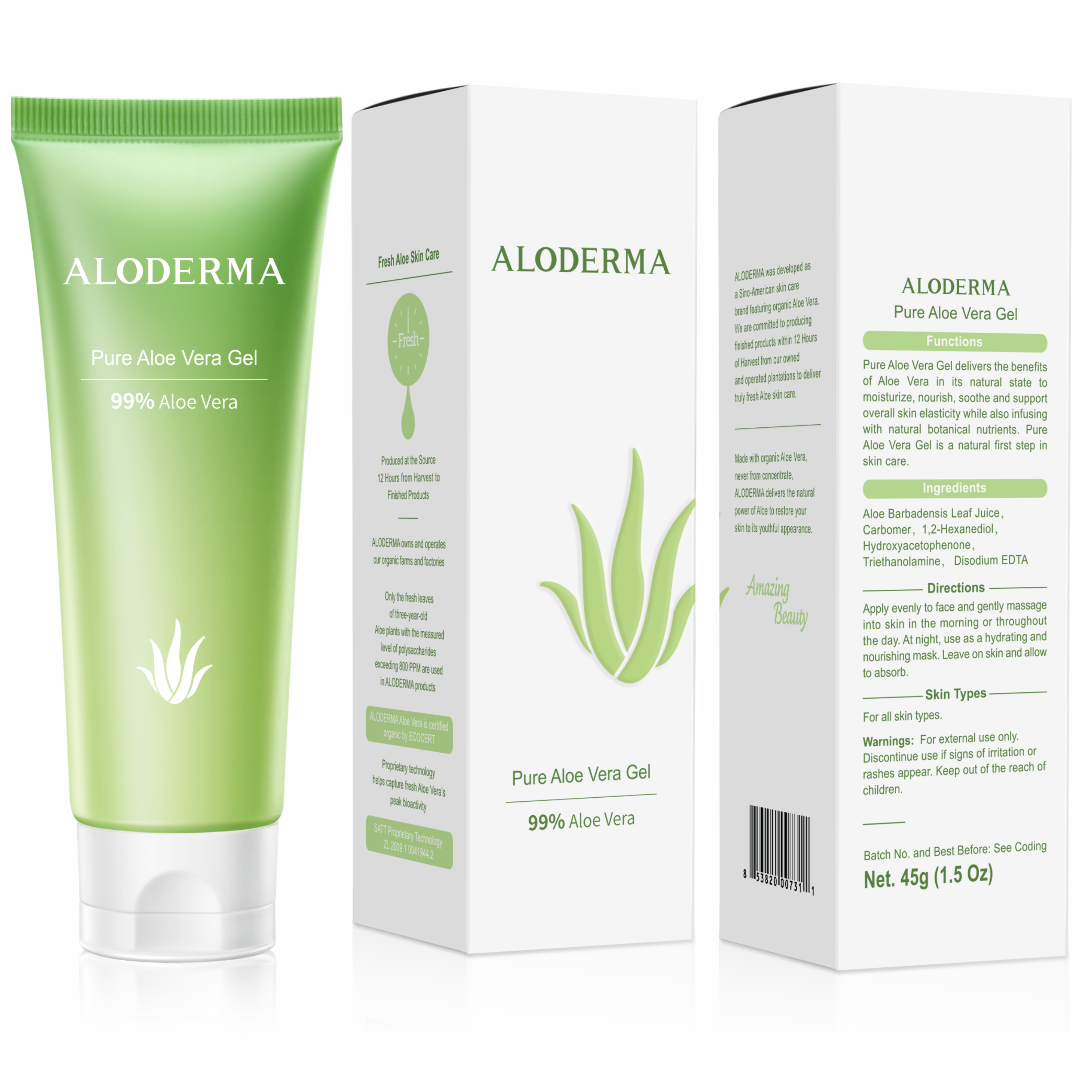 ALODERMA Pure Aloe Vera Gel - 45g by AloeCure