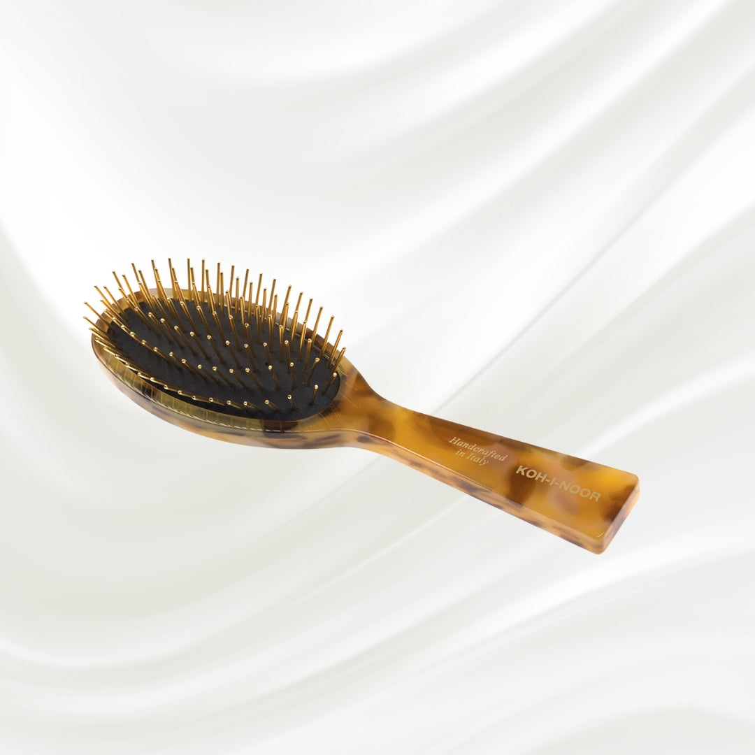 Luxury Pneumatic Hair Brush with Gold Plated Metal Pins - Honey by KOH-I-NOOR Beauty USA
