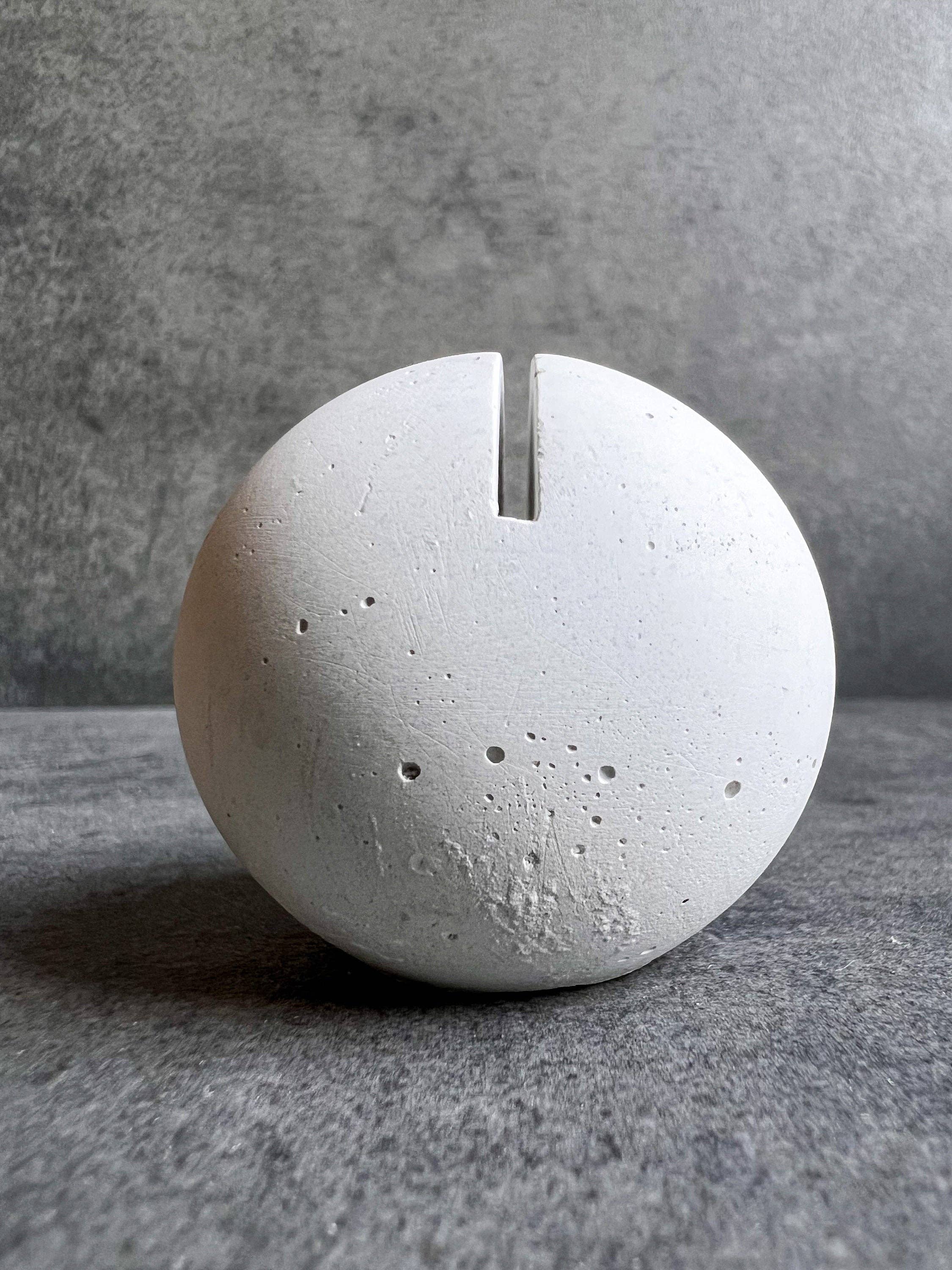 Minimal Loot Design - Sphere Concrete Business Card Holder, Round Cement Card Stand, Desk Organizer, Industrial Office Decor, Desk Accessories, Office Gifts, Ball: Cement Gray