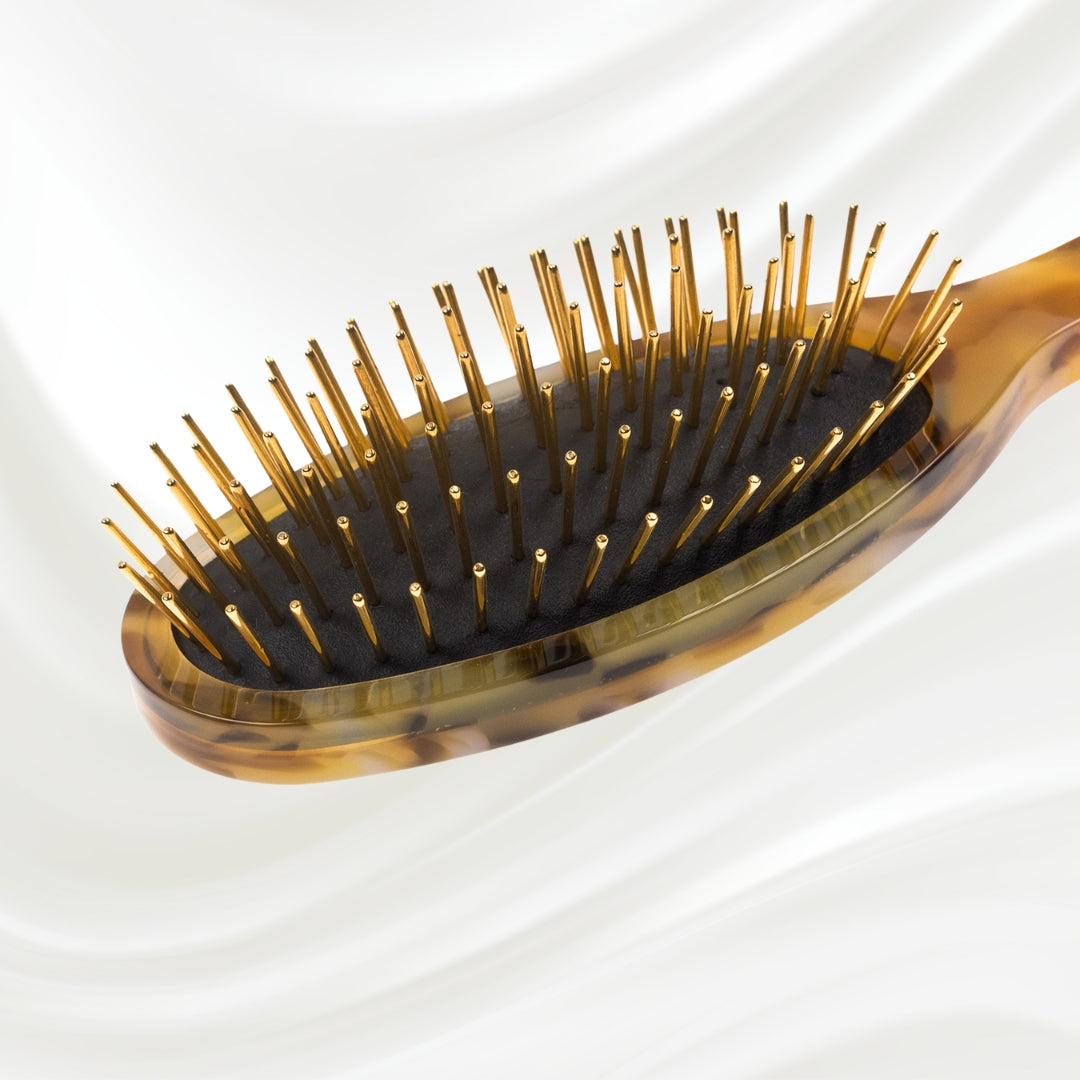 Luxury Pneumatic Hair Brush with Gold Plated Metal Pins - Honey by KOH-I-NOOR Beauty USA
