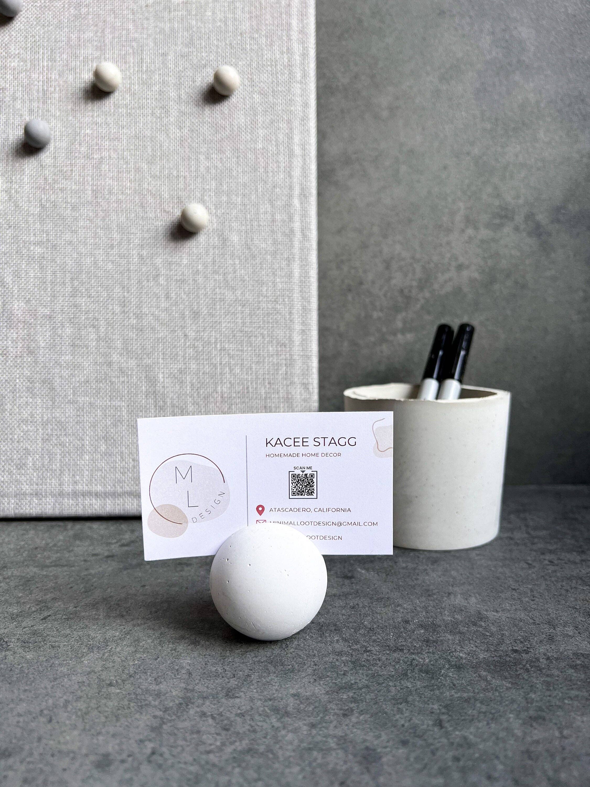 Minimal Loot Design - Sphere Concrete Business Card Holder, Round Cement Card Stand, Desk Organizer, Industrial Office Decor, Desk Accessories, Office Gifts, Ball: Cement Gray