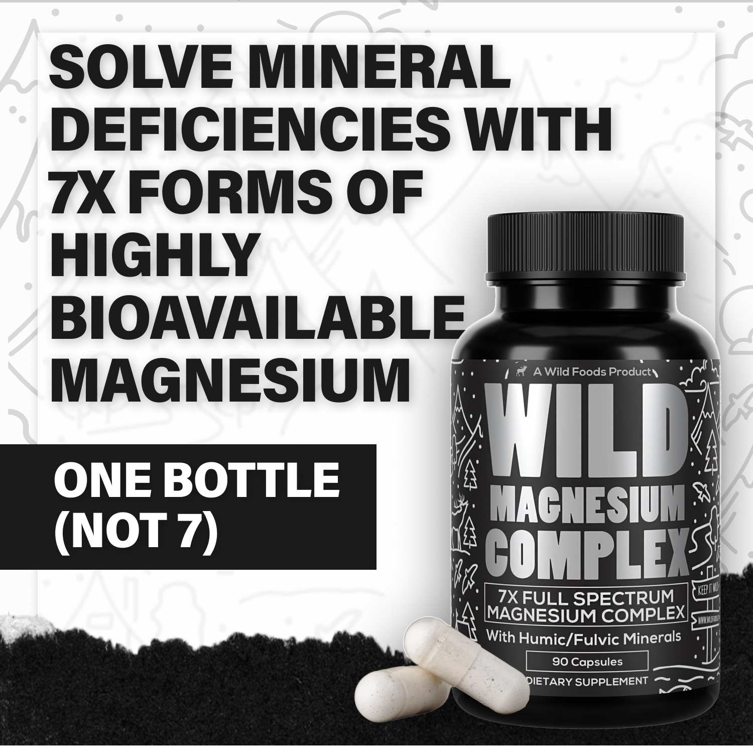 Wild Magnesium Complex - 7x Highly Bioavailable Forms - Over 450 mg of Elemental Magnesium by Wild Foods