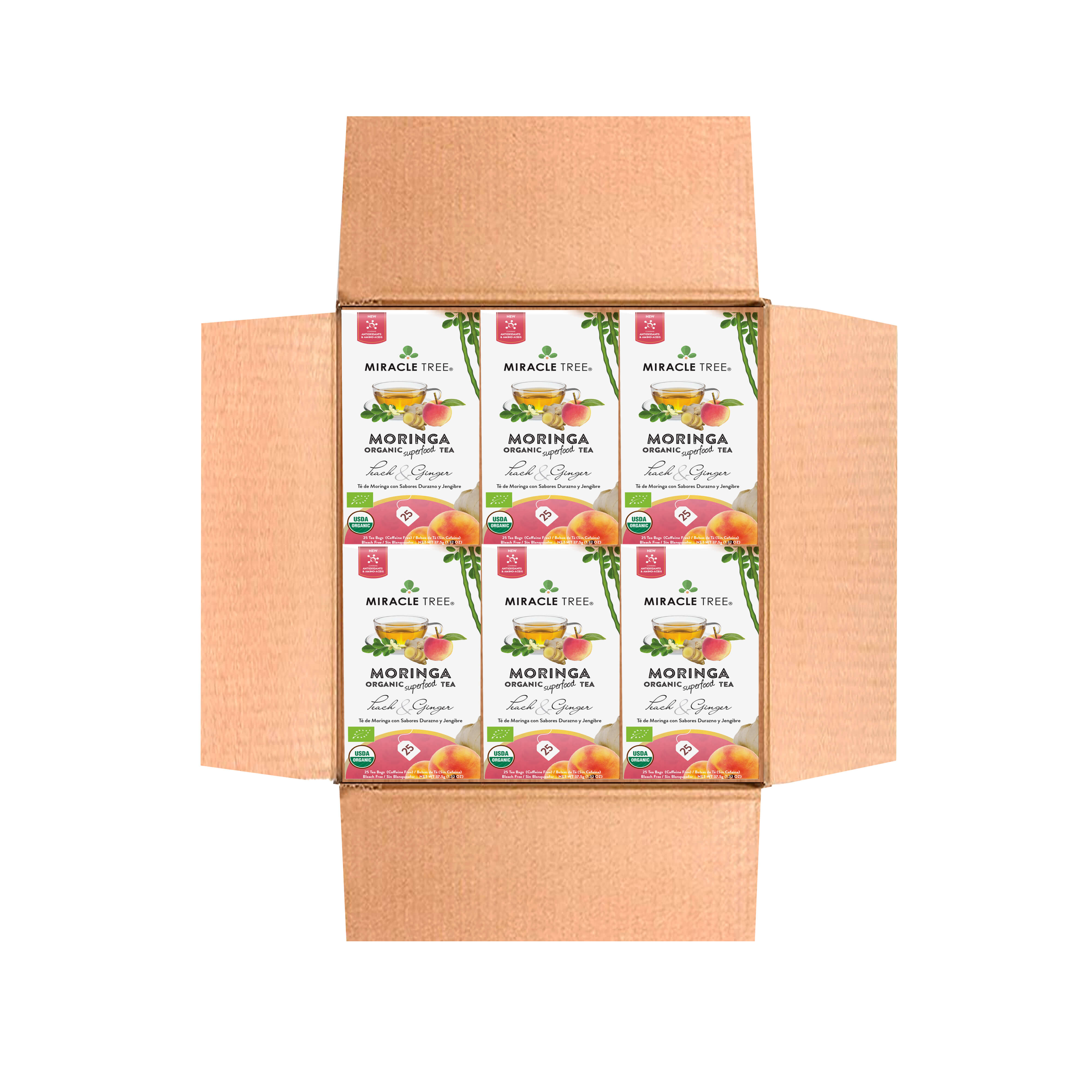 Organic Moringa Tea, Peach & Ginger by Miracle Tree