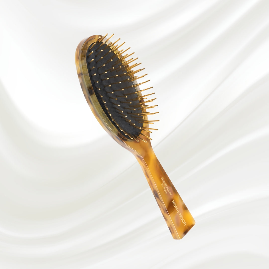 Luxury Pneumatic Hair Brush with Gold Plated Metal Pins - Honey by KOH-I-NOOR Beauty USA