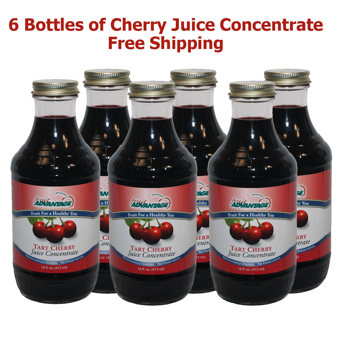 6 Bottles - Michigan-grown, Tart Cherry Juice Concentrate by Traverse Bay Farms