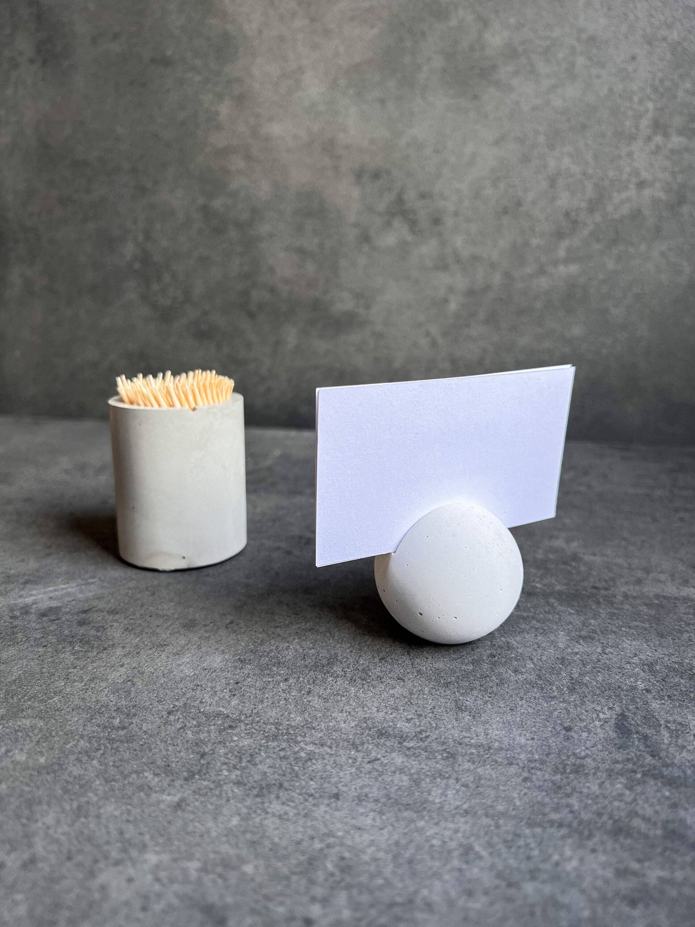 Minimal Loot Design - Sphere Concrete Business Card Holder, Round Cement Card Stand, Desk Organizer, Industrial Office Decor, Desk Accessories, Office Gifts, Ball: Cement Gray
