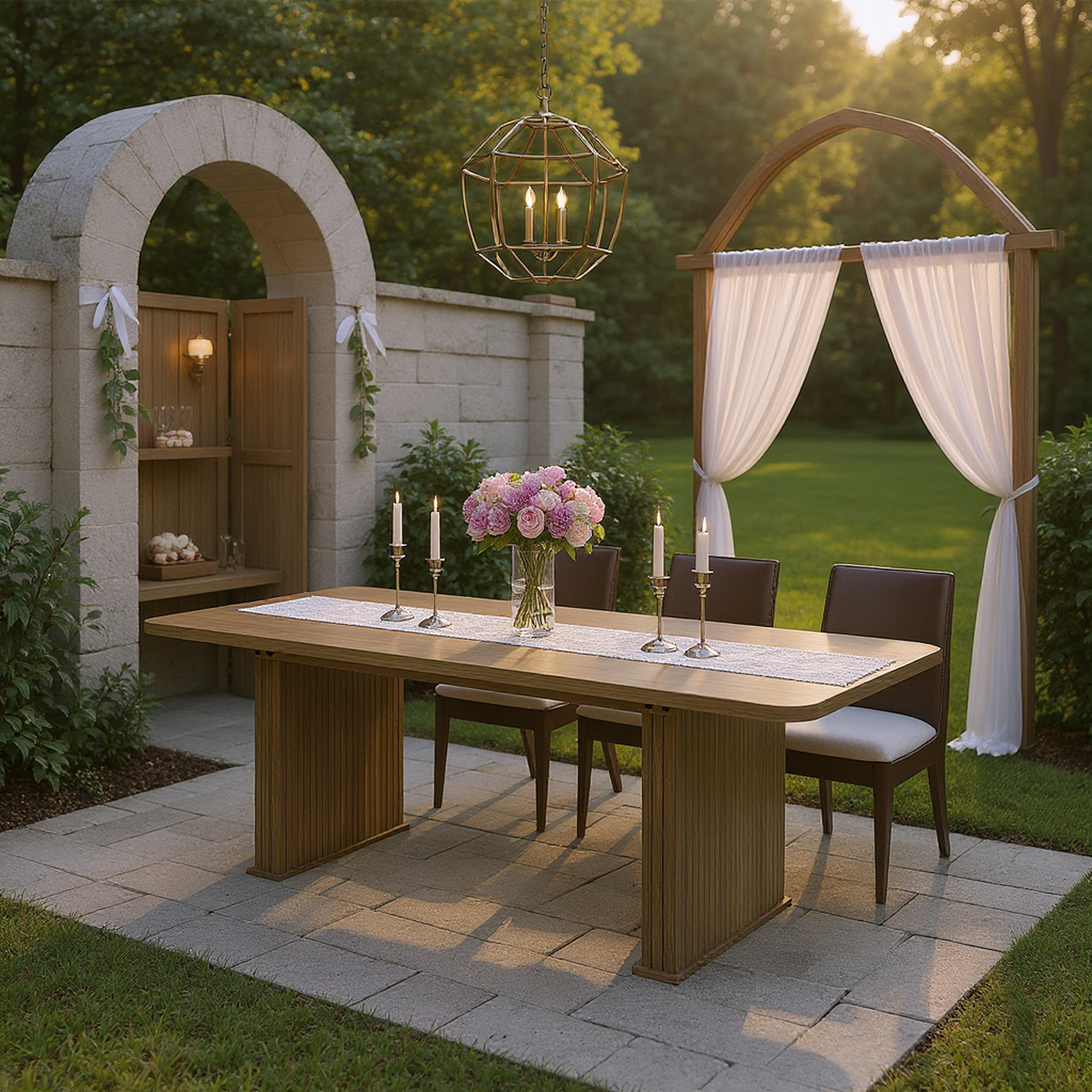 HOMYCASA DESIGN INC - Extendable Dining Table for Wedding Receptions 6 to 10 Seats