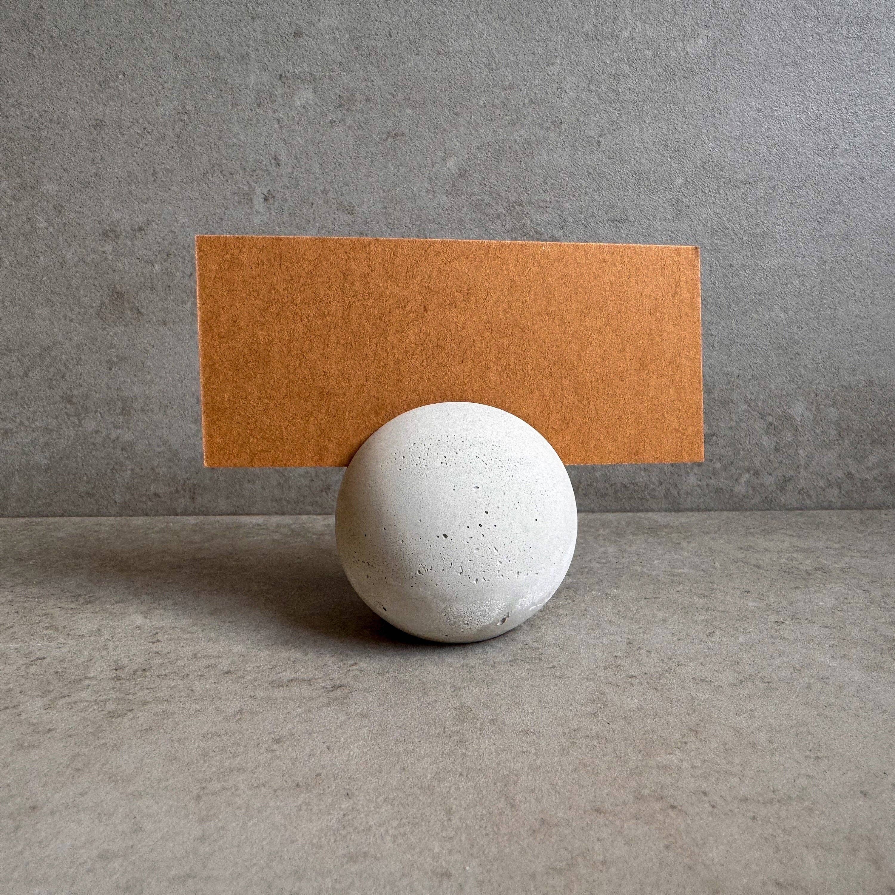 Minimal Loot Design - Sphere Concrete Business Card Holder, Round Cement Card Stand, Desk Organizer, Industrial Office Decor, Desk Accessories, Office Gifts, Ball: Cement Gray