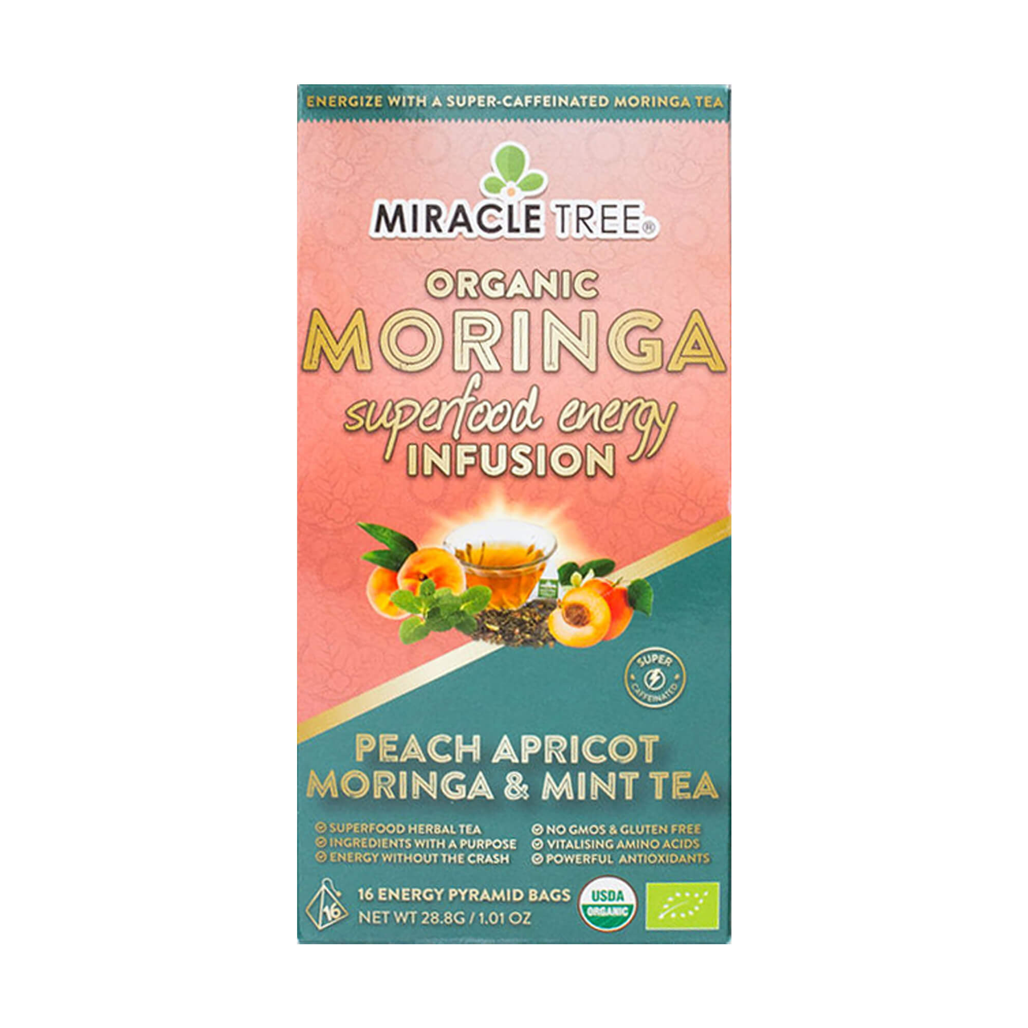 Moringa Energy Tea, Peach Mint Apricot by Miracle Tree