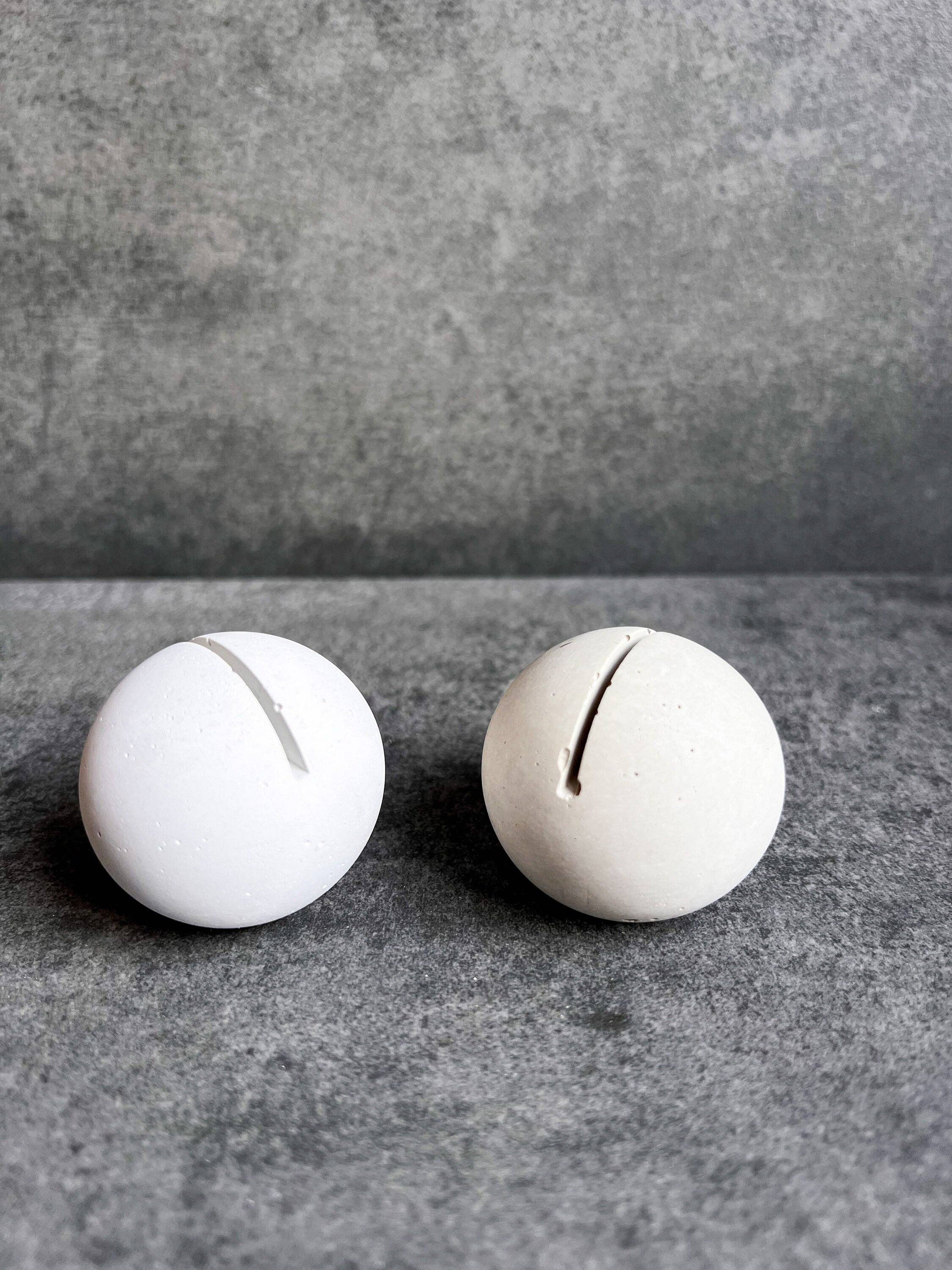 Minimal Loot Design - Sphere Concrete Business Card Holder, Round Cement Card Stand, Desk Organizer, Industrial Office Decor, Desk Accessories, Office Gifts, Ball: Cement Gray