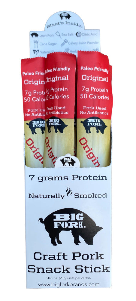 Craft Pork Snack Sticks - One Case (20 sticks) by Big Fork Brands