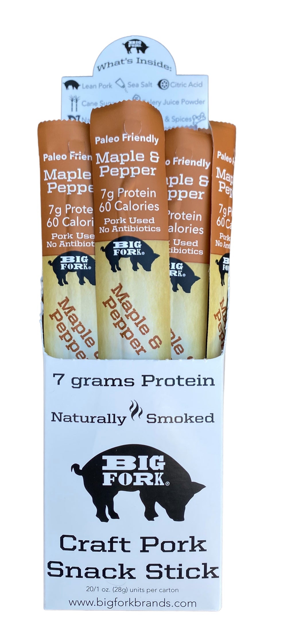 Craft Pork Snack Sticks - One Case (20 sticks) by Big Fork Brands