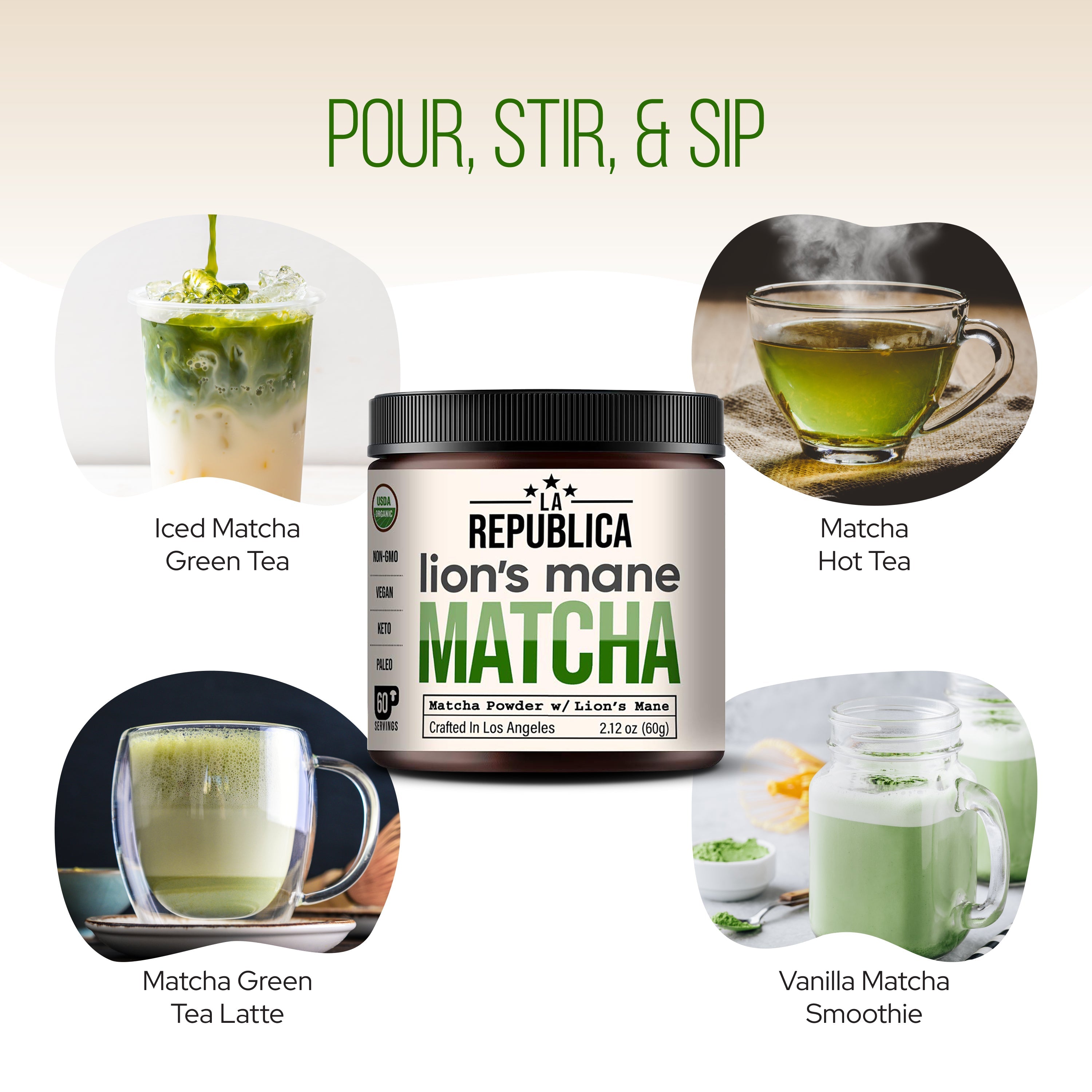 Matcha Green Tea with Lion's Mane by La Republica Superfoods