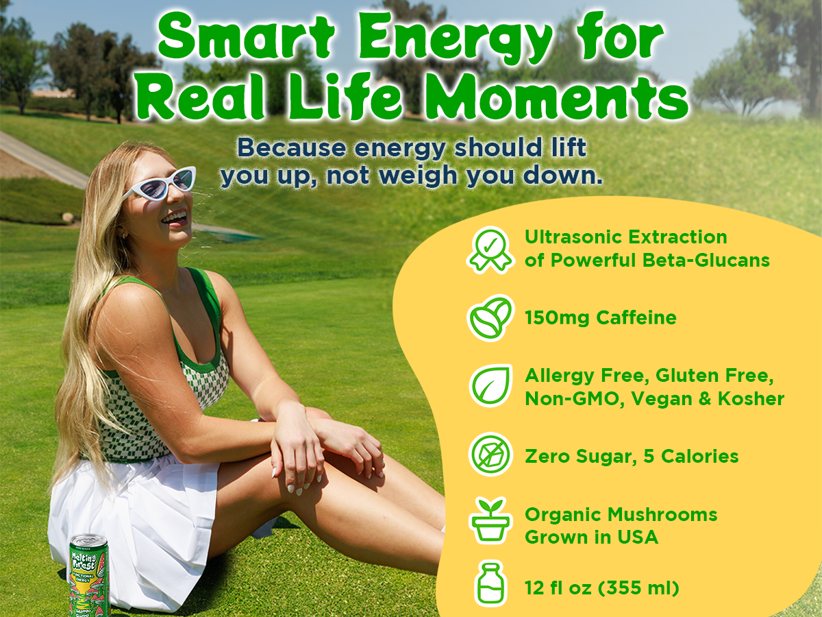 Mushroom Energy Drink 12 Pack - Mango Guava by Melting Forest