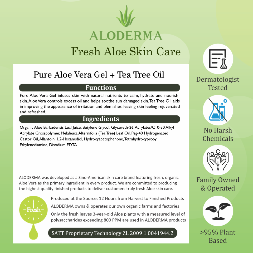 ALODERMA Pure Aloe Vera Gel + Tea Tree Oil by AloeCure