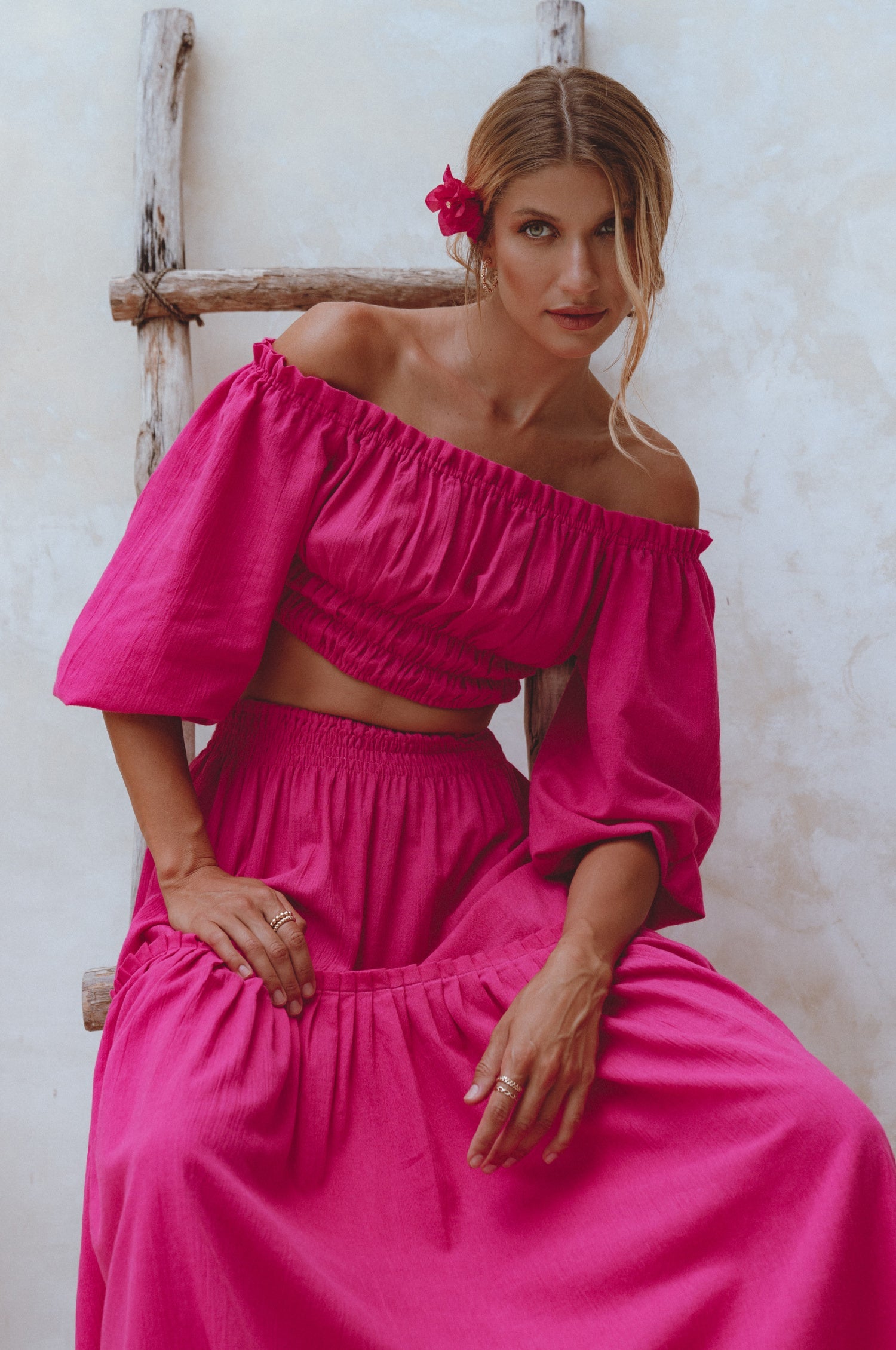 Annabelle Linen Cropped Top by Bali ELF