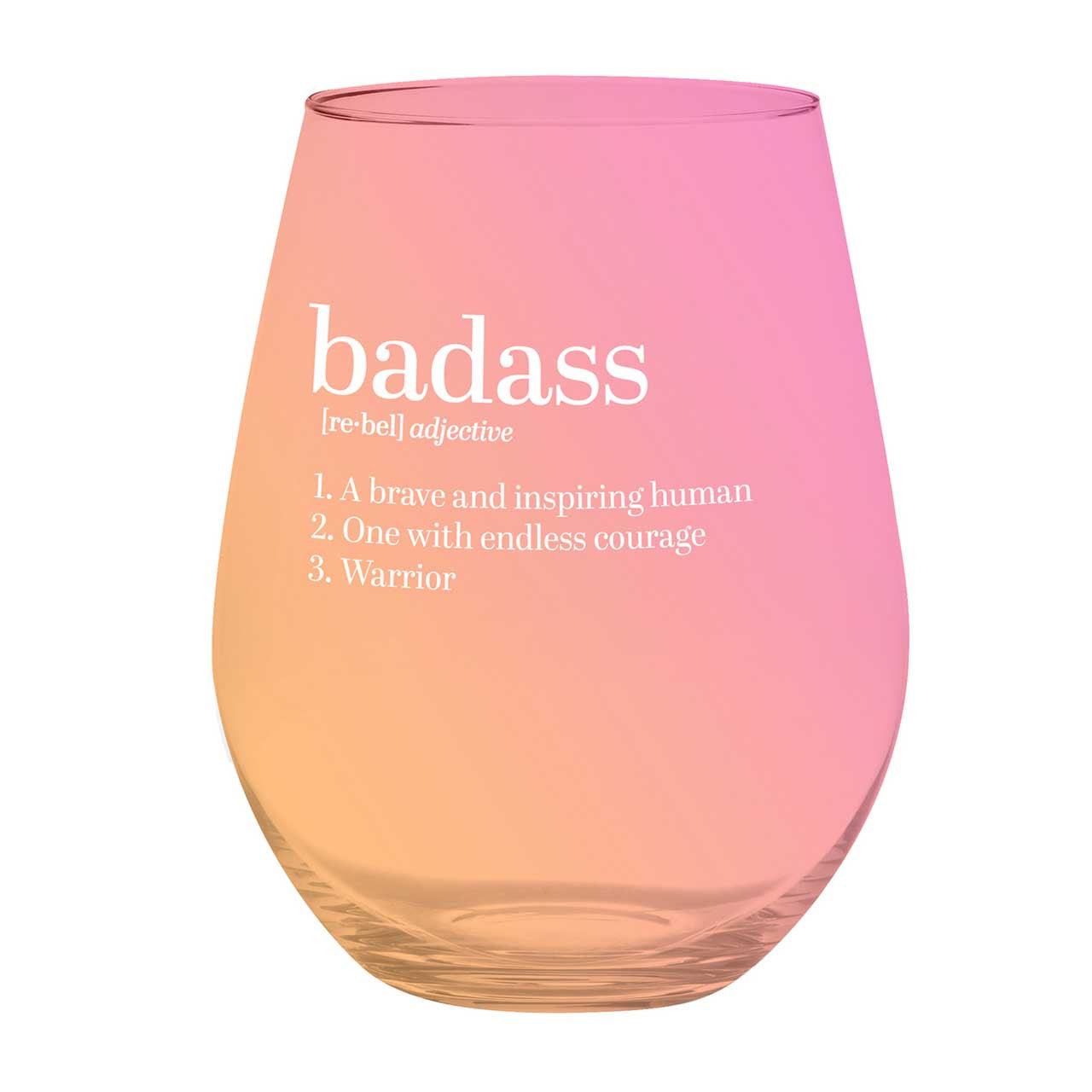 Badass Jumbo Stemless Wine Glass in Orange Pink Ombre | 30 Oz. | Holds an Entire Bottle of Wine by The Bullish Store