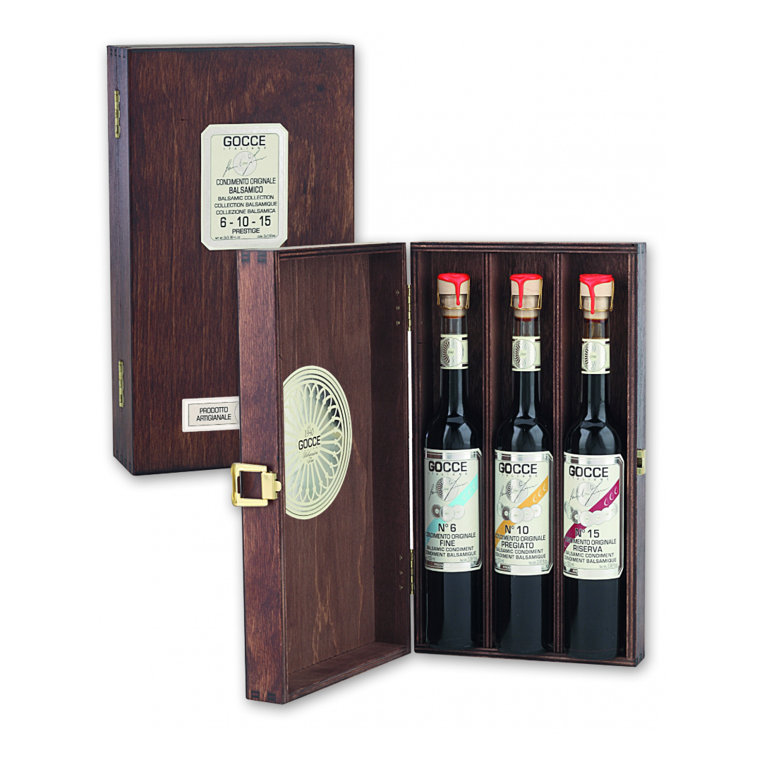 Balsamic Condiment Trio in Wooden Gift Box by Zia Pia