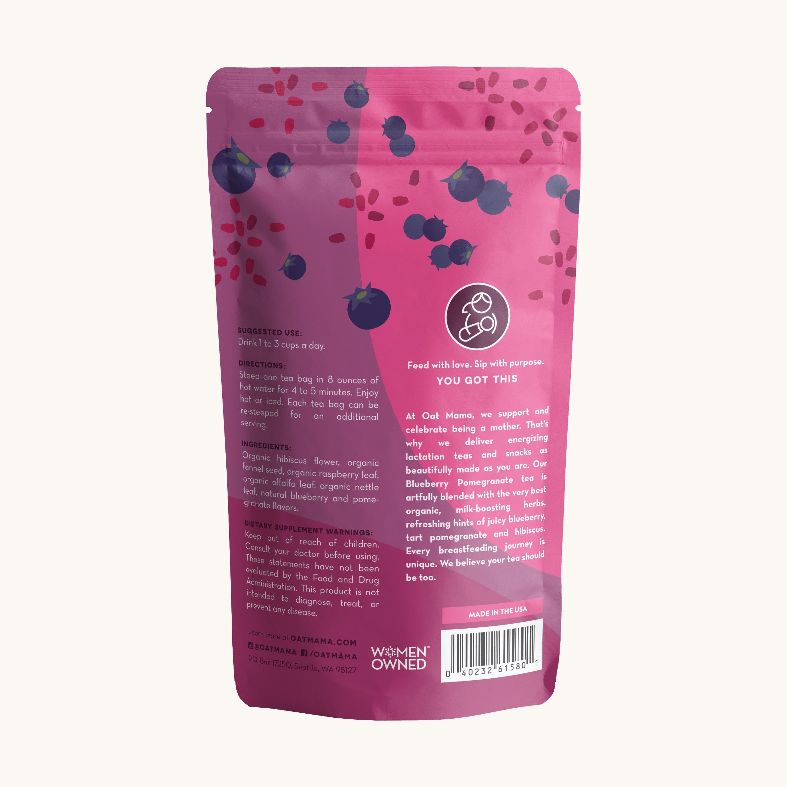 Blueberry Pomegranate Lactation Tea by Oat Mama