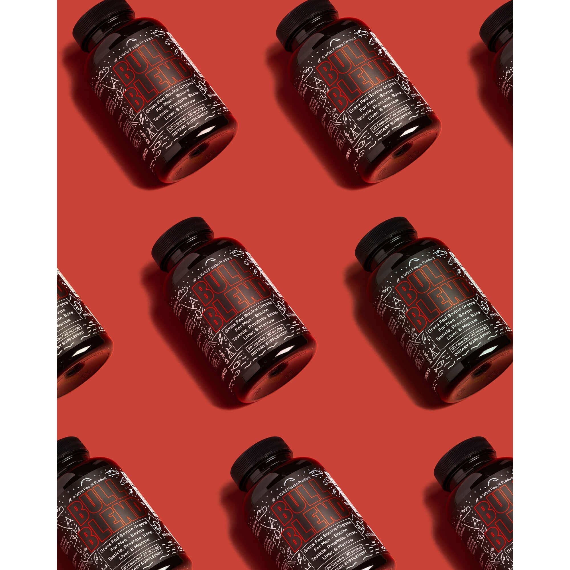 The Wild Man Stack: Bull Blend Organs Complex + Wild Man Herbal Mineral Natural Testosterone Support by Wild Foods