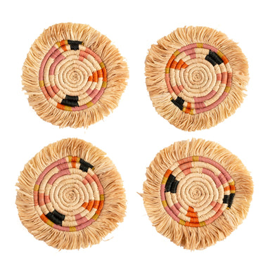 Seratonia Fringed Coasters - Paradisa, Set of 4 by Kazi Goods - Wholesale Kazi Goods - Wholesale Perfumarie