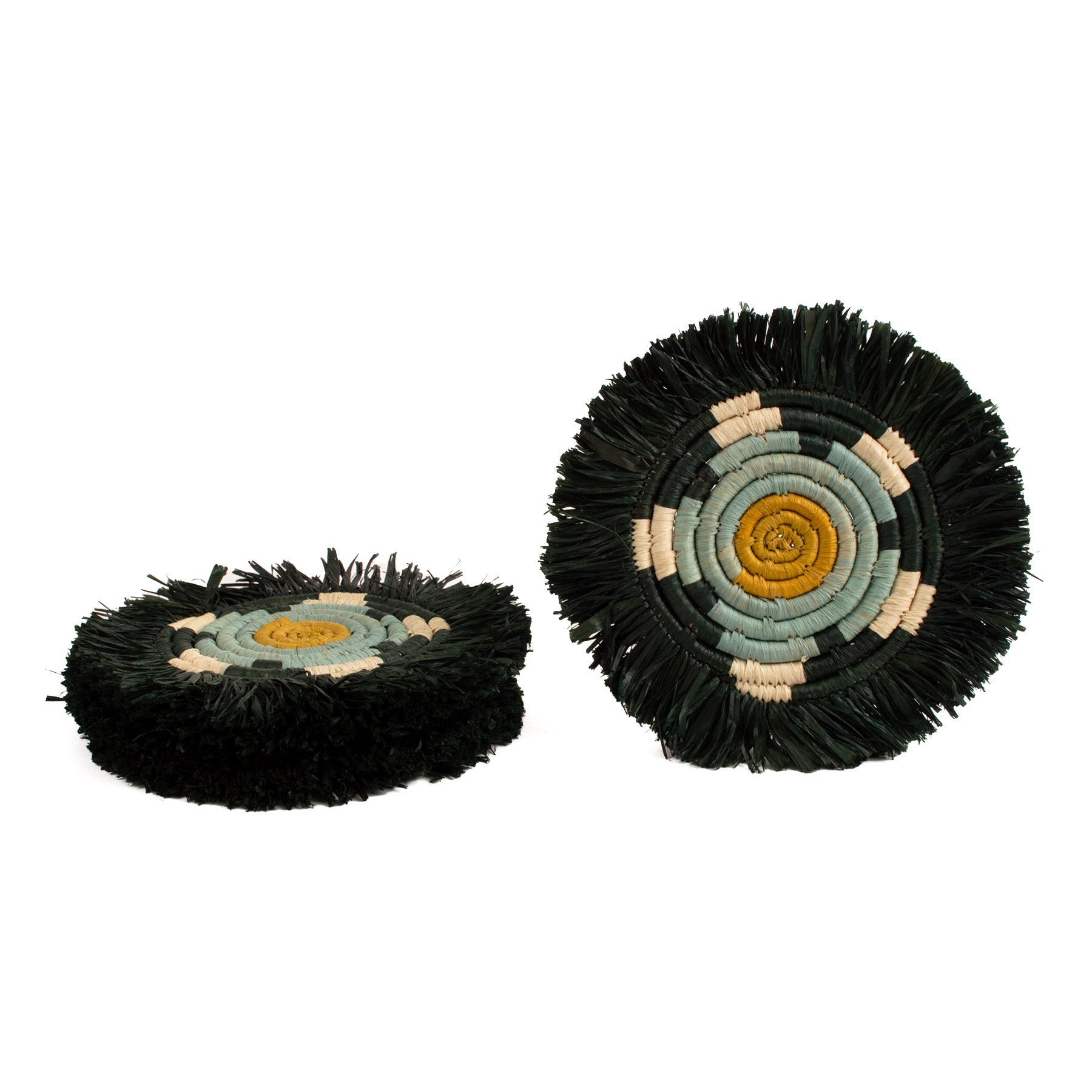  Seratonia Fringed Coasters - Oasis, Set of 4 by Kazi Goods - Wholesale Kazi Goods - Wholesale Perfumarie