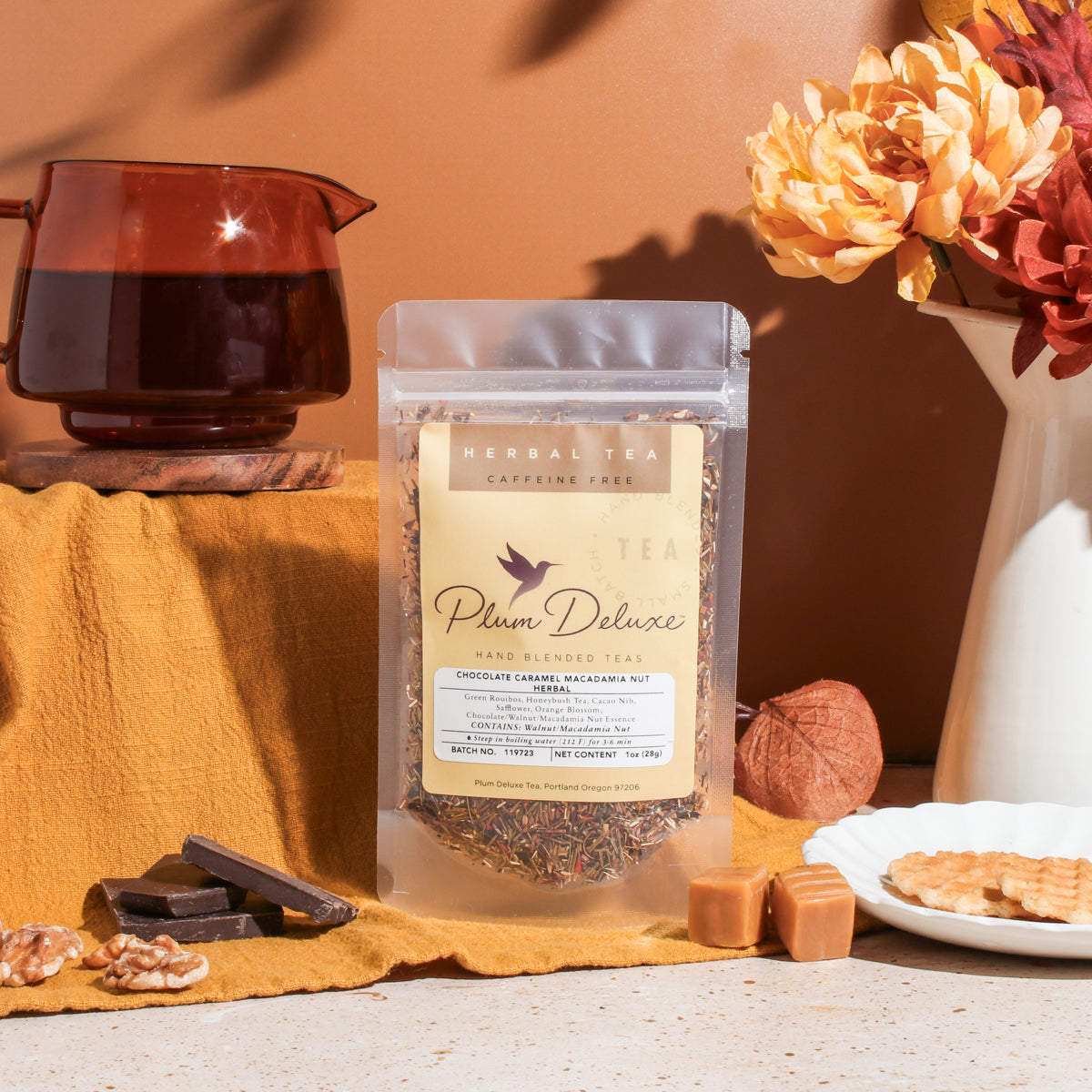 Chocolate Caramel Macadamia Nut Herbal Tea by Plum Deluxe Tea