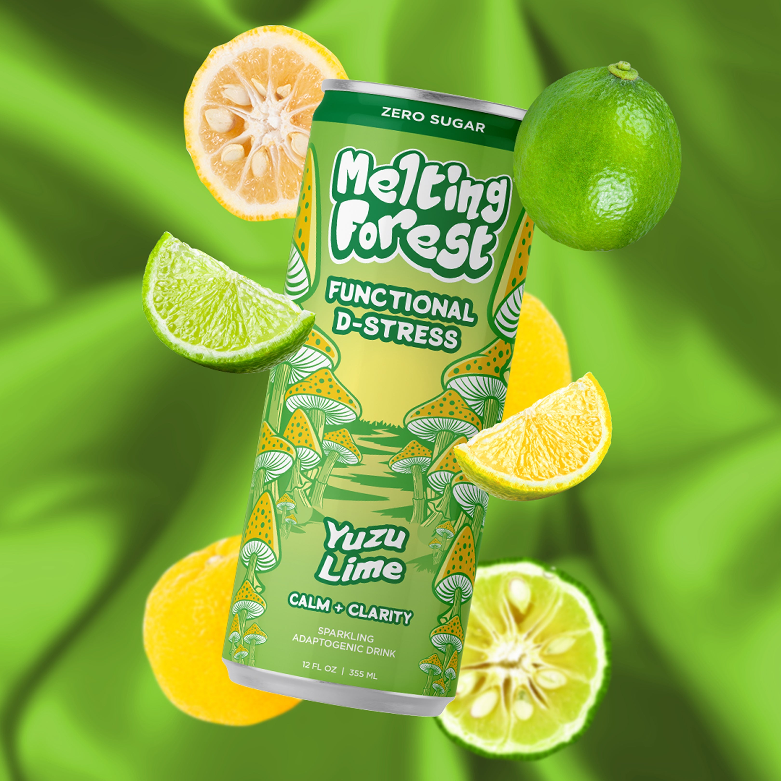 Mushroom D-Stress Drink 12 Pack - Yuzu Lime by Melting Forest