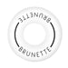 Aerial photo of white pool swim ring with the word brunette on it with a white background. 