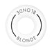 Aerial photo of white pool swim ring with the word blonde on it with a white background. 