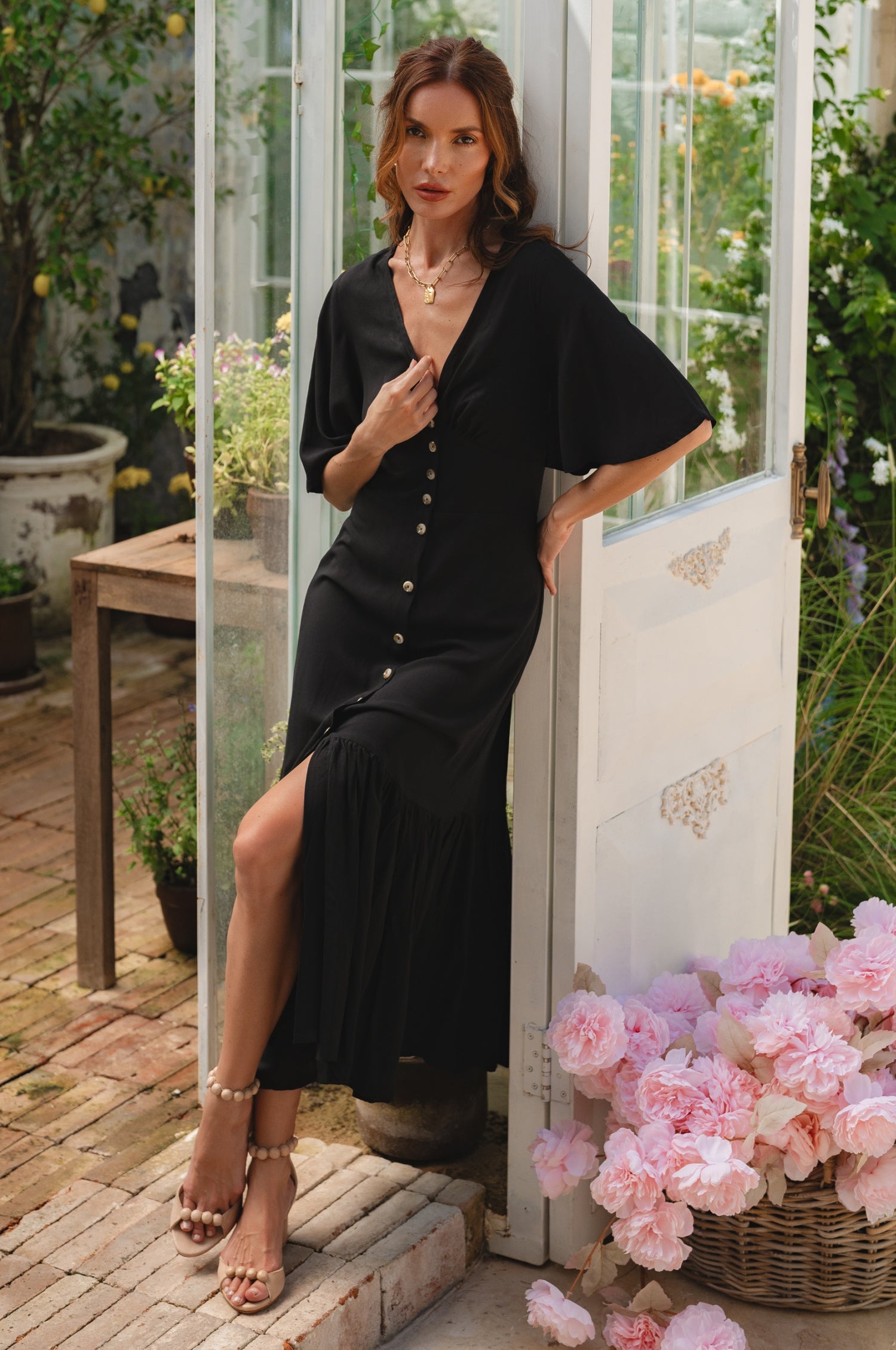 Donna Button Down Midi Dress by Bali ELF