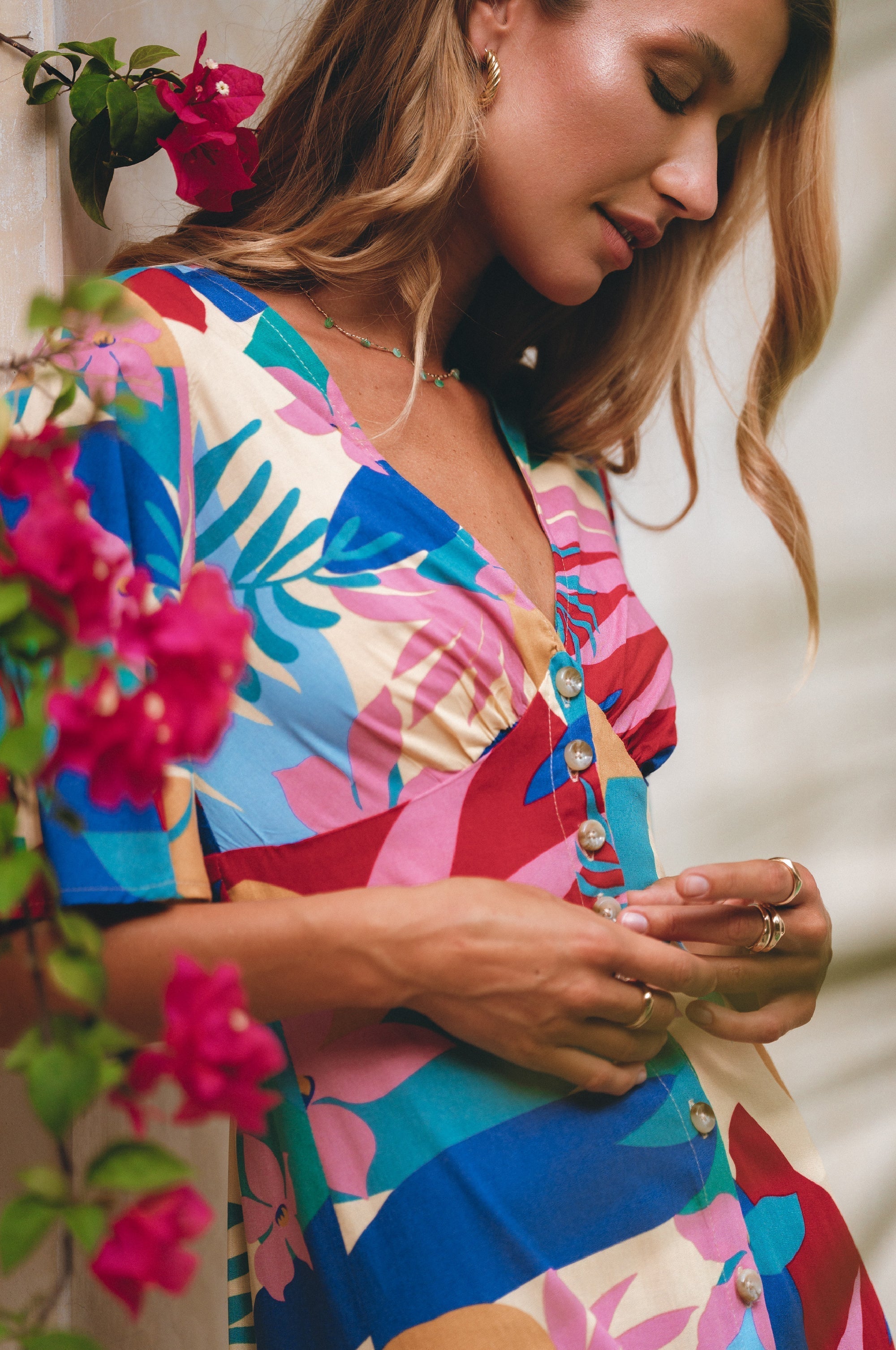 Donna Button Down Midi Dress by Bali ELF