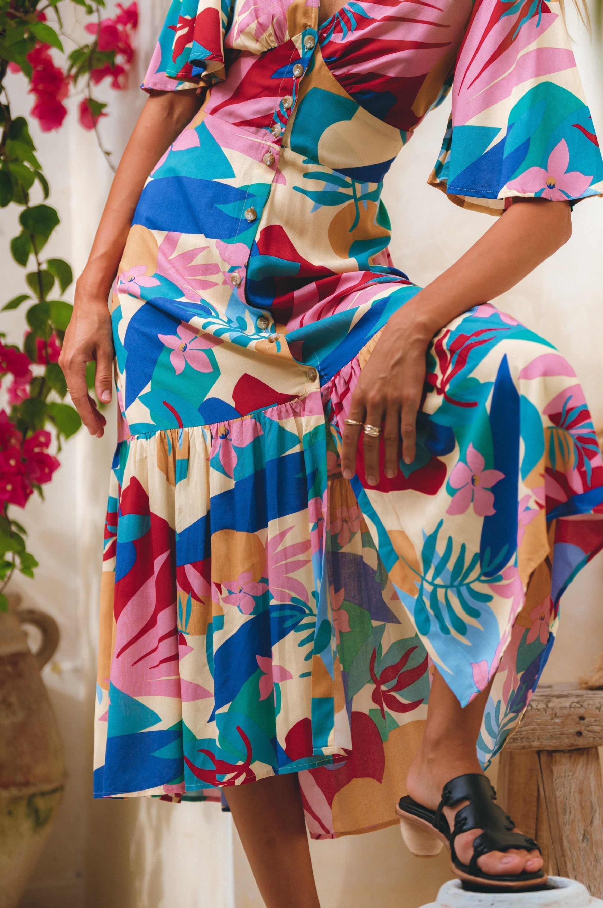 Donna Button Down Midi Dress by Bali ELF