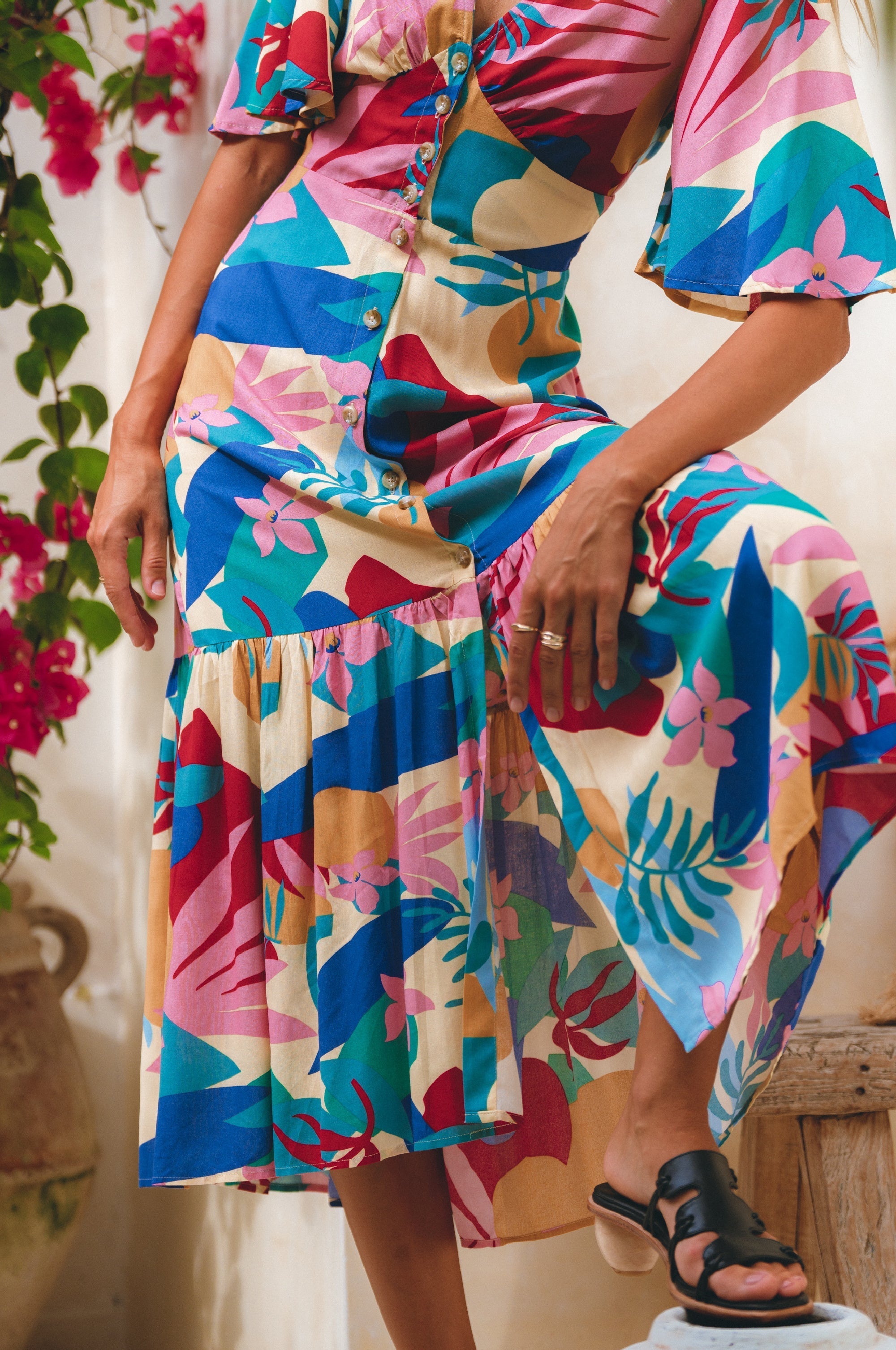 Donna Button Down Midi Dress by Bali ELF