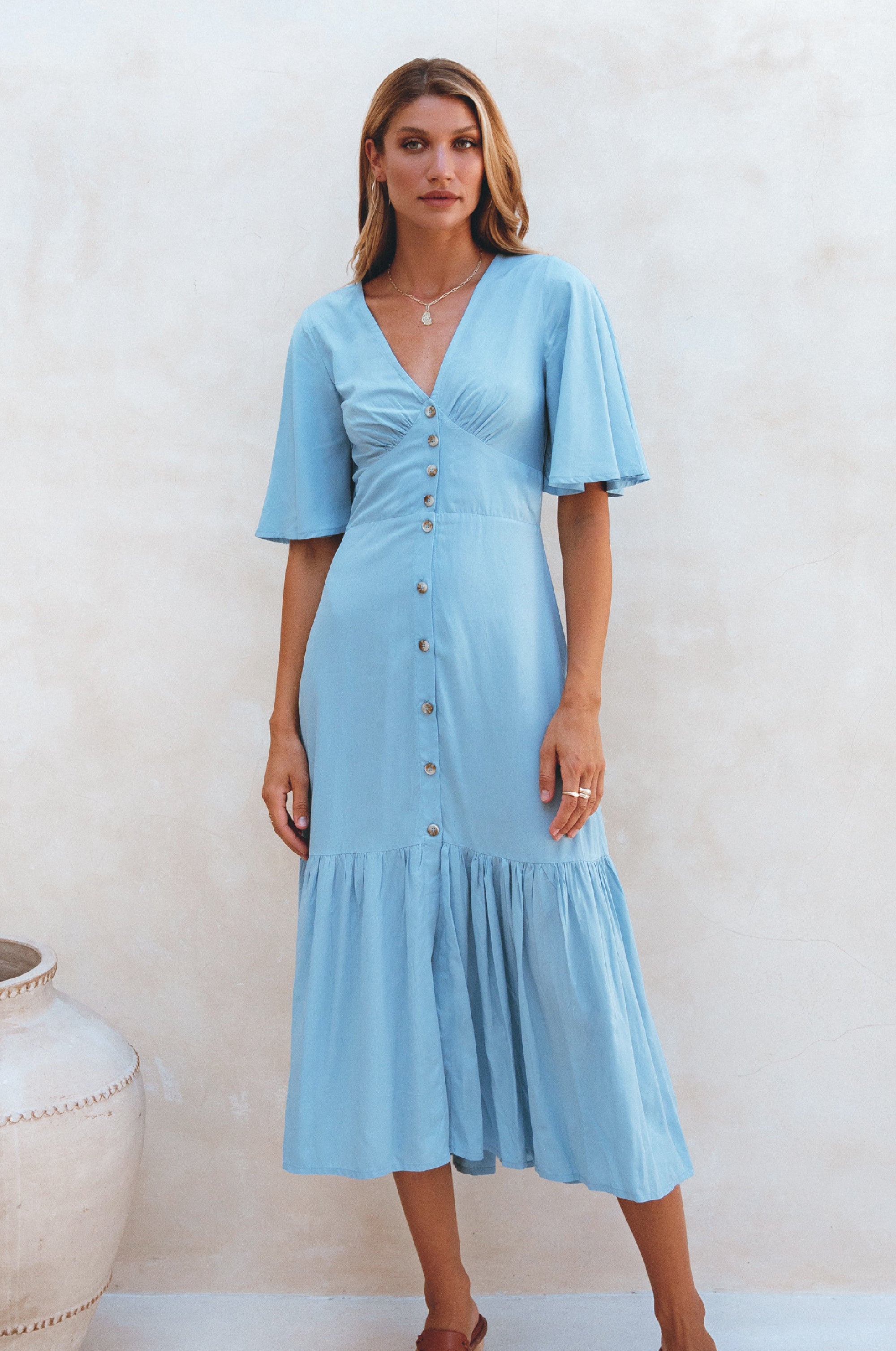 Donna Button Down Midi Dress by Bali ELF