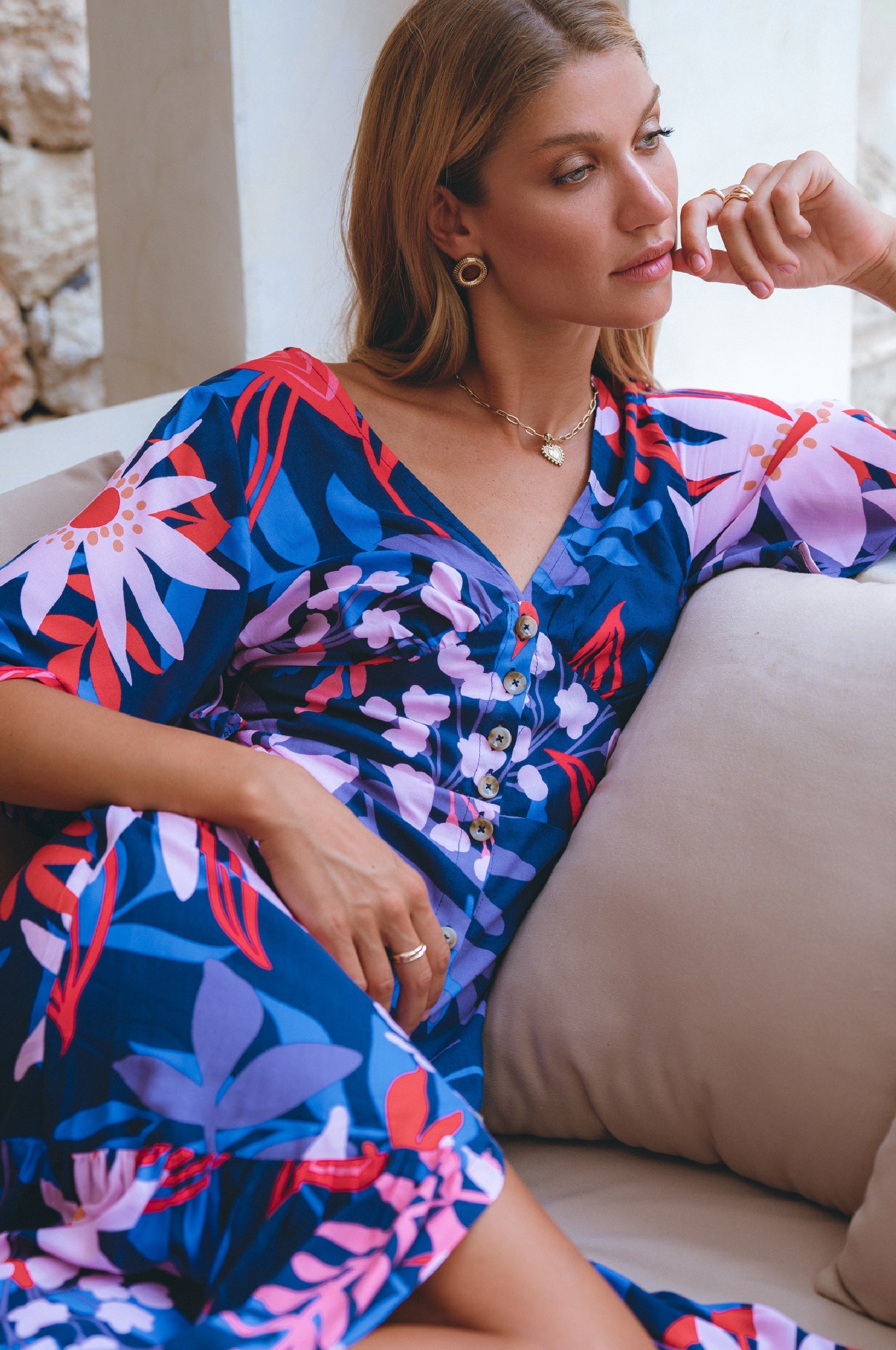 Donna Button Down Midi Dress by Bali ELF