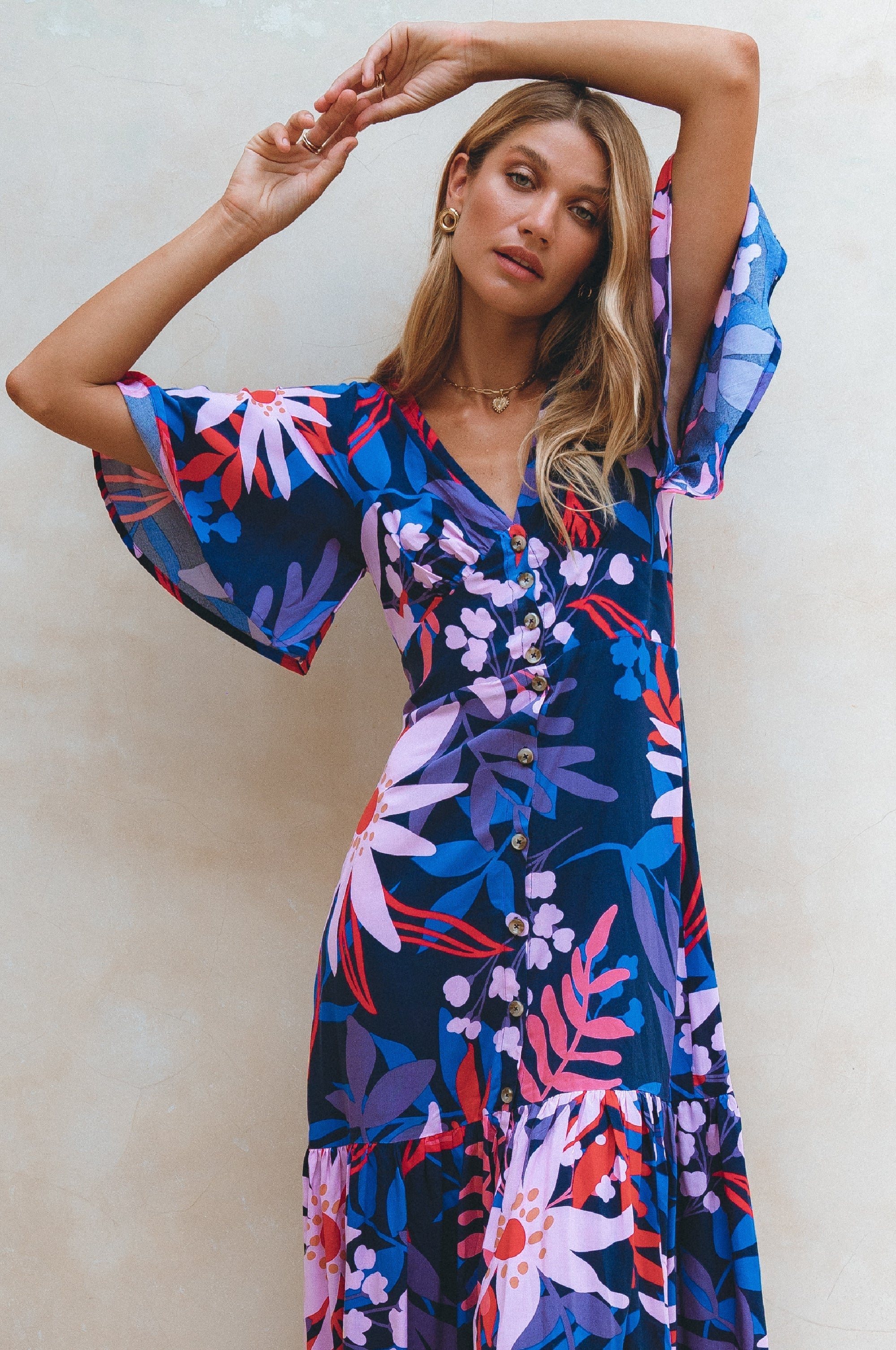 Donna Button Down Midi Dress by Bali ELF