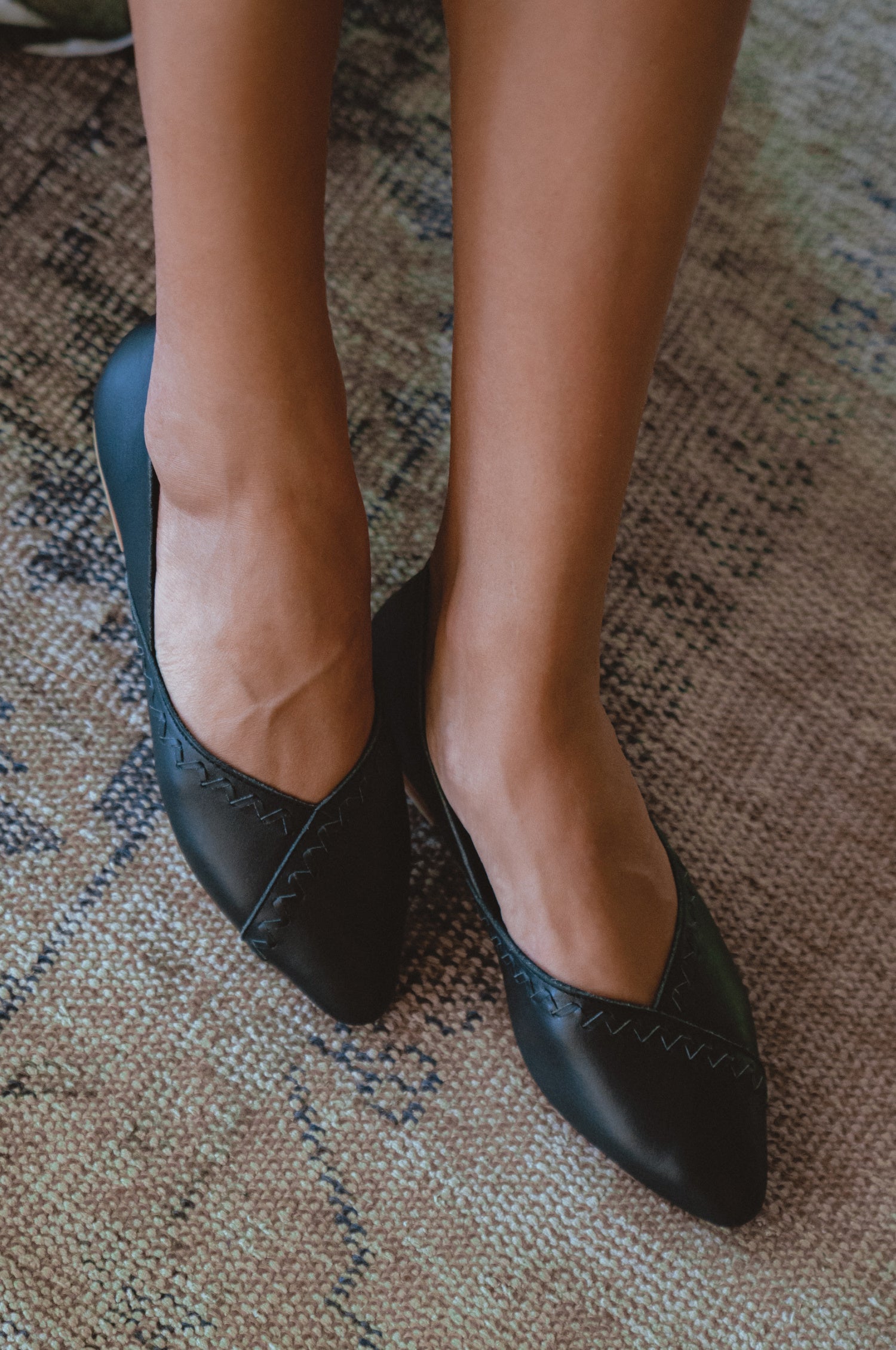 Elle Pointy Toe Leather Ballet Flats by Bali ELF