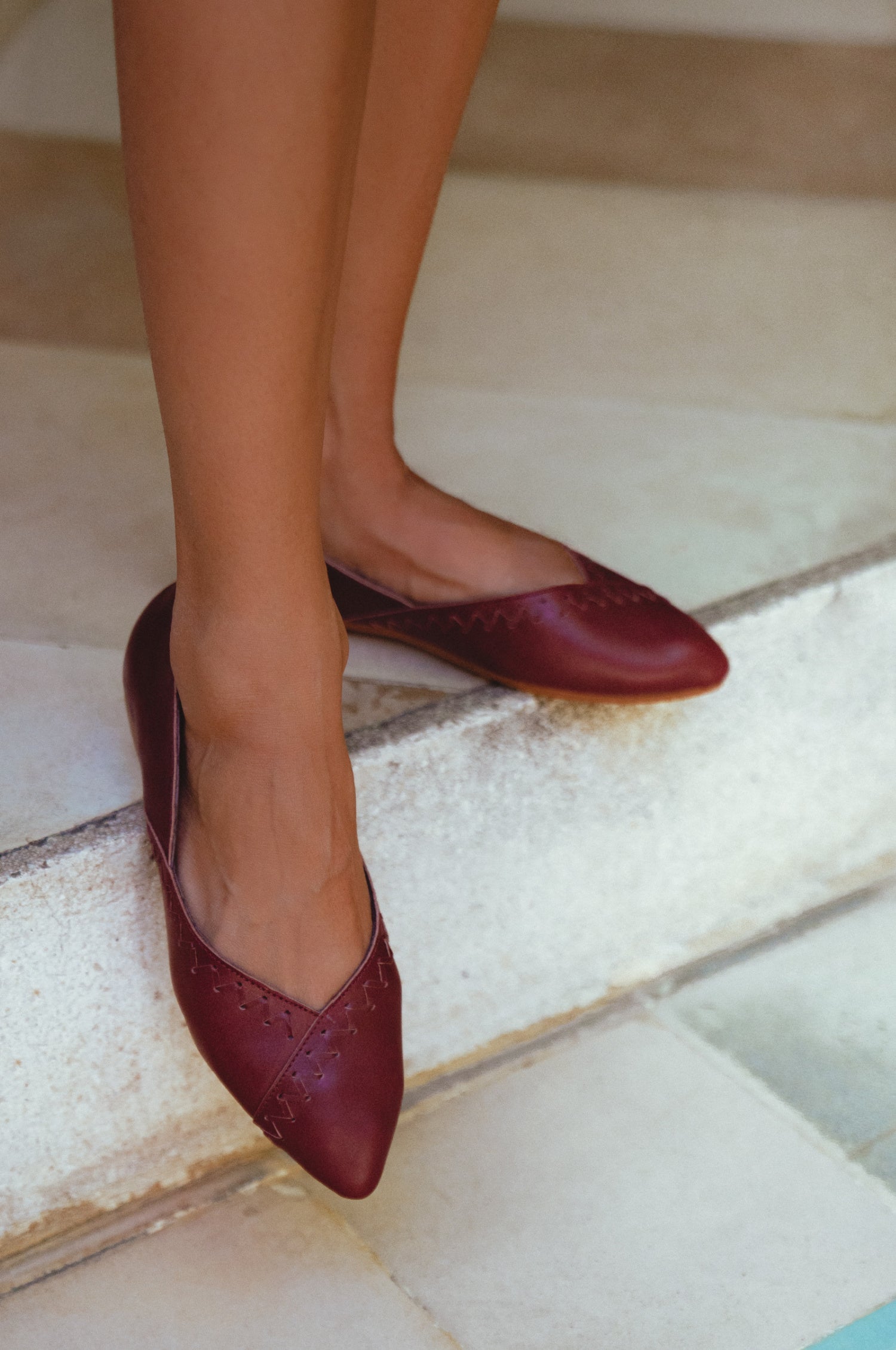 Elle Pointy Toe Leather Ballet Flats by Bali ELF