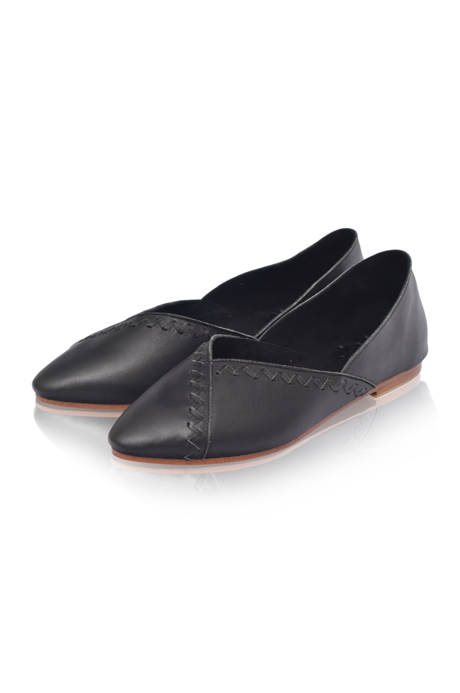 Elle Pointy Toe Leather Ballet Flats by Bali ELF