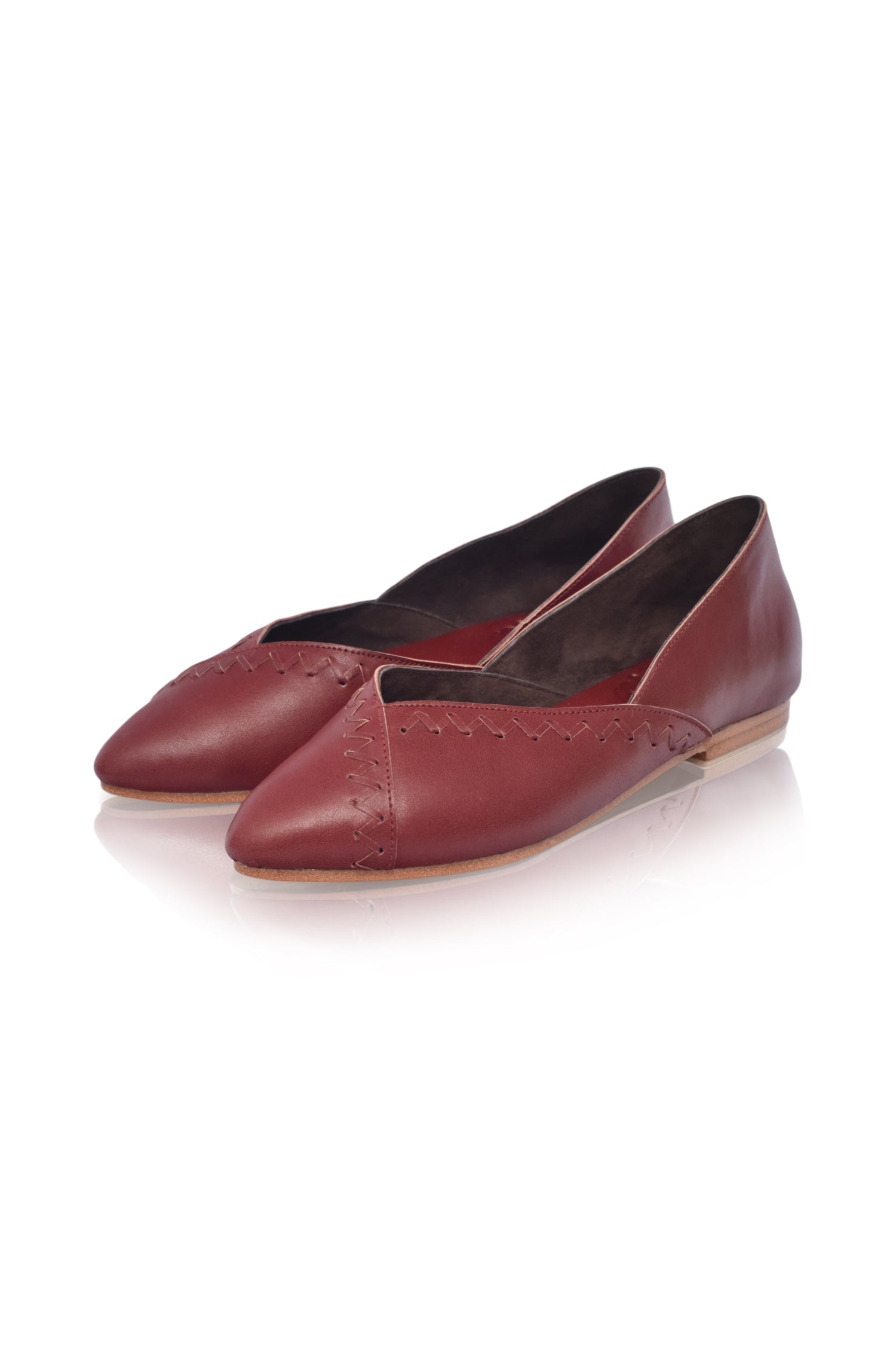 Elle Pointy Toe Leather Ballet Flats by Bali ELF